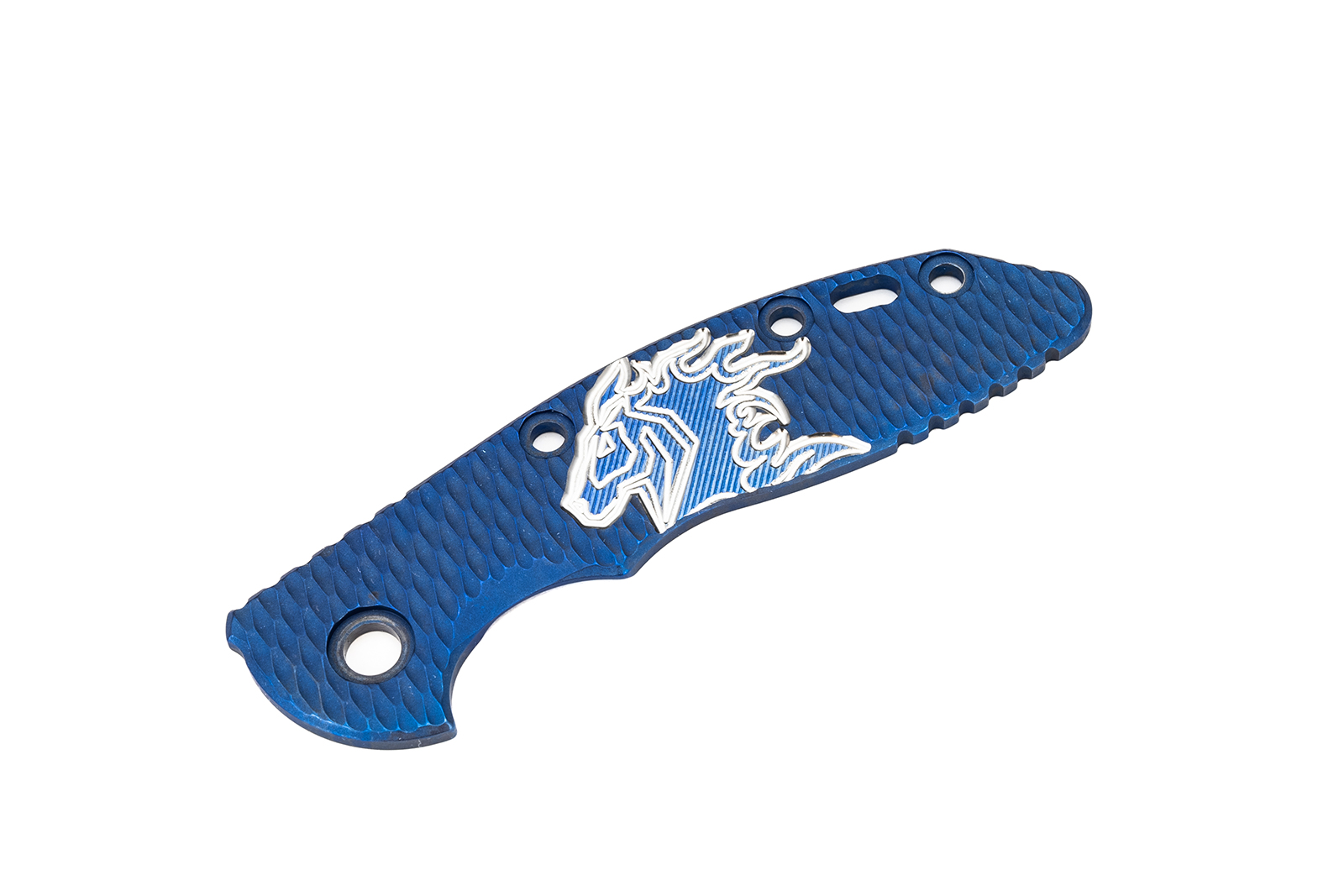 3.0" XM18 Titanium Scale-Engraved-Textured-Battle Blue-Silver-Blue 3.0" XM18 Titanium Scale-Engraved-Textured-Battle Blue-Silver-Blue