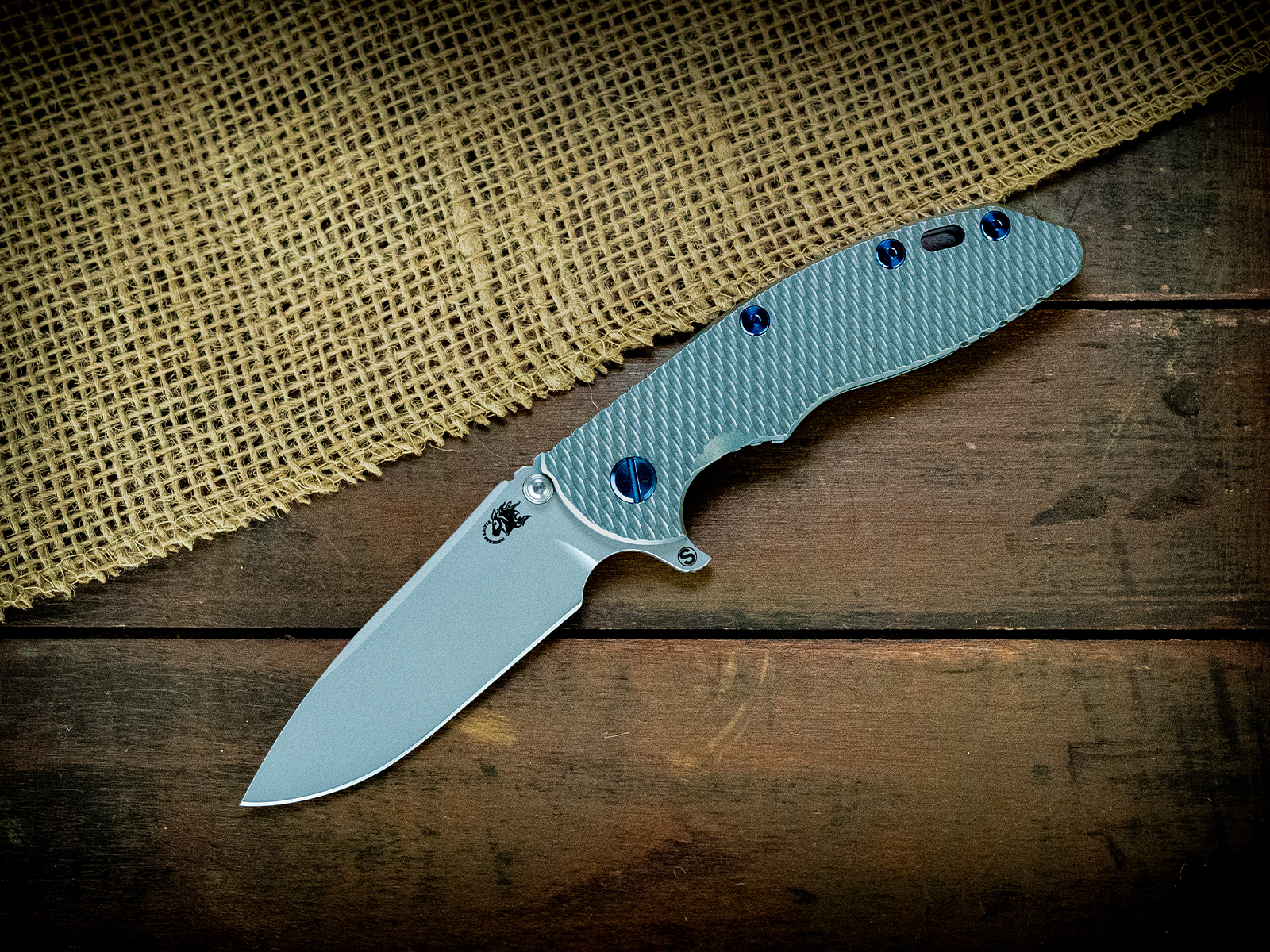 XM-18 3.5" Skinny Slicer-Flat Ground-Bead Blast Full Textured Ti-Blue Ti Hardware XM-18 3.5" Skinny Slicer-Flat Ground-Bead Blast Full Textured Ti-Blue Ti Hardware