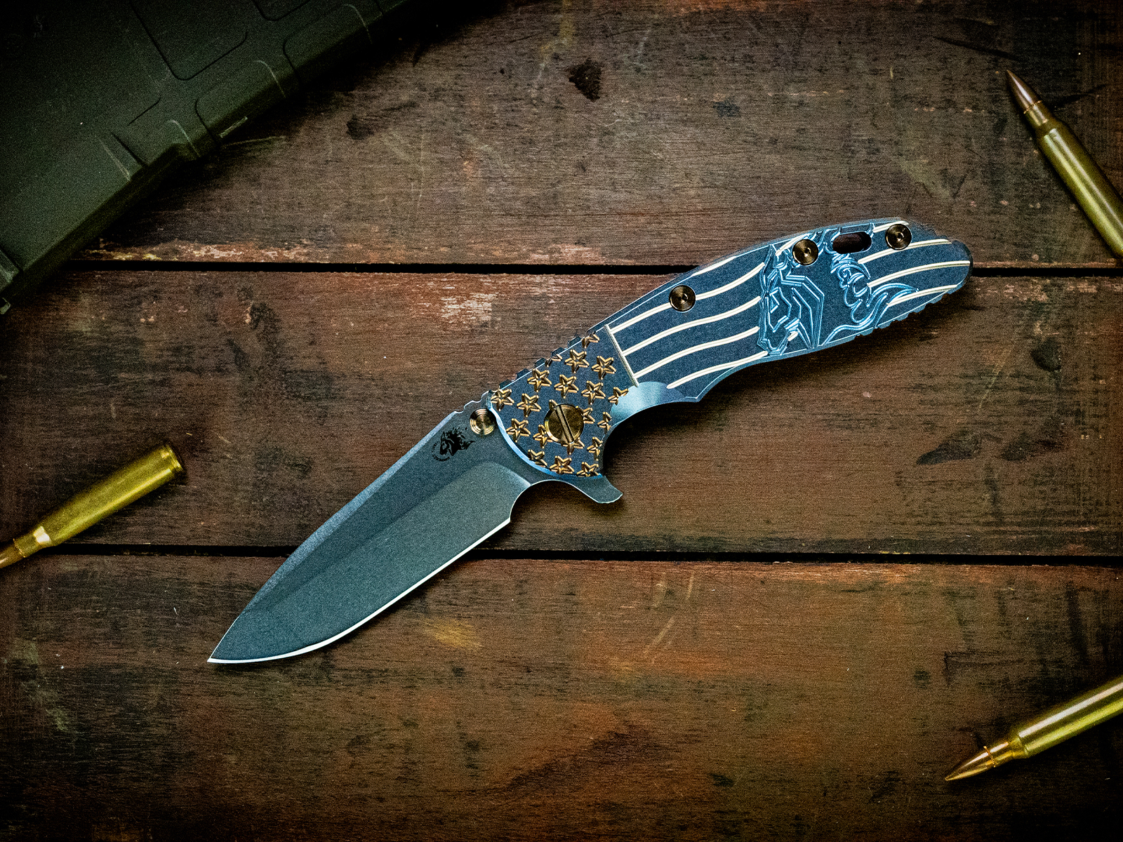 ExpProductCell_XM-18 3.5" Spanto-S45VN-Full Ti Stonewash Blue-Milled Stars/Stripes-Bronze Ti hardware/TS