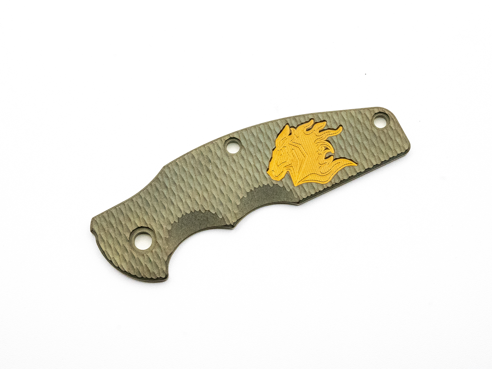 ExpProductCell_Jurassic Titanium Scale-Milled Horse Head Logo-Textured-Battle Green-Bronze