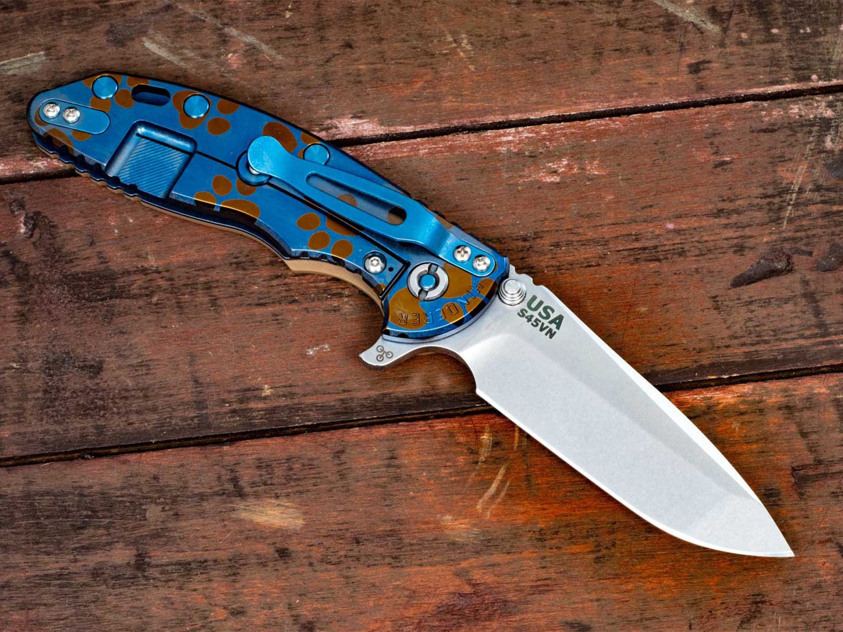 XM-18 3.5" Spanto-Stonewash Blue-Bronze Chaos Paw-Coyote G10 XM-18 3.5" Spanto-Stonewash Blue-Bronze Chaos Paw-Coyote G10