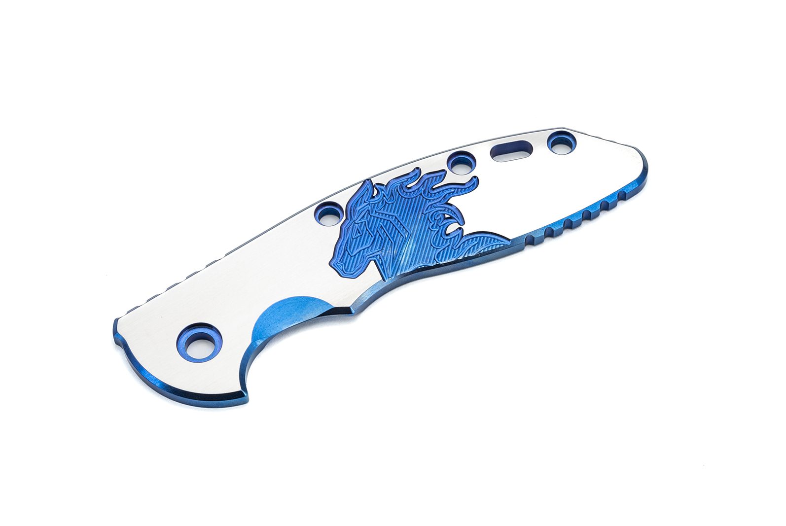 3.5" XM18 Titanium Scale-Milled Horse Head Logo-Satin-Blue/Blue 3.5" XM18 Titanium Scale-Milled Horse Head Logo-Satin-Blue/Blue