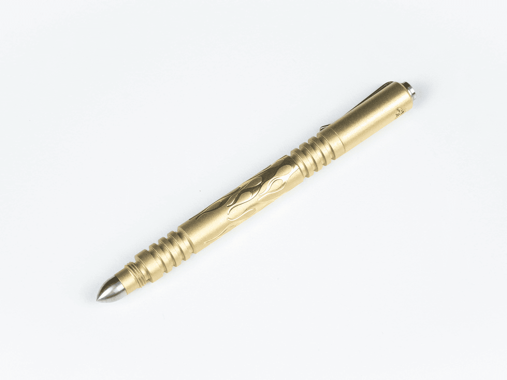Investigator Pen-Flames-Brass-Bead Blasted Investigator Pen-Flames-Brass-Bead Blasted