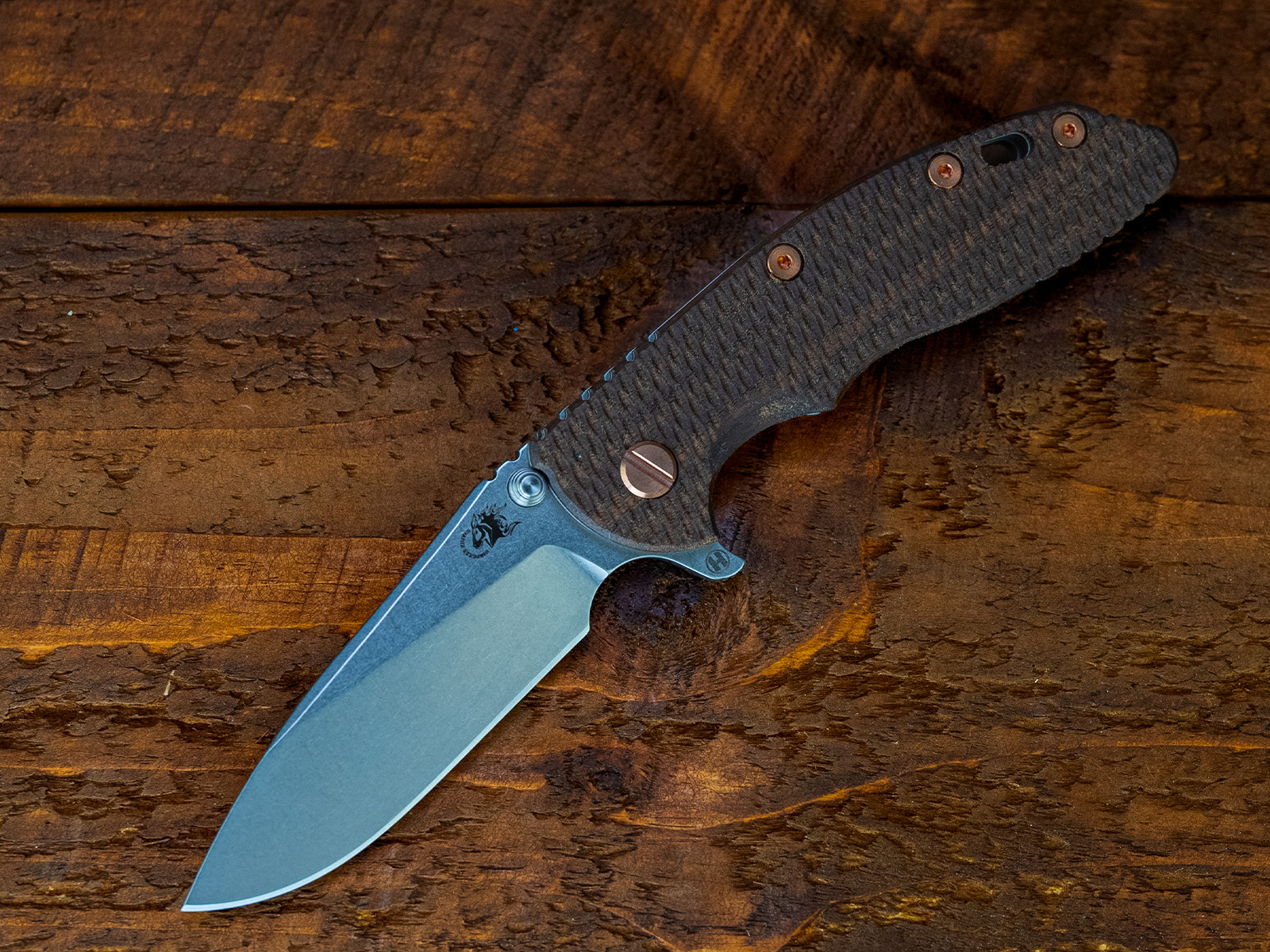 XM-18 3.5- Slicer Hollow Ground-S45VN-Stonewash Blade-Bead Blast-Walnut-Copper Hardware XM-18 3.5- Slicer Hollow Ground-S45VN-Stonewash Blade-Bead Blast-Walnut-Copper Hardware