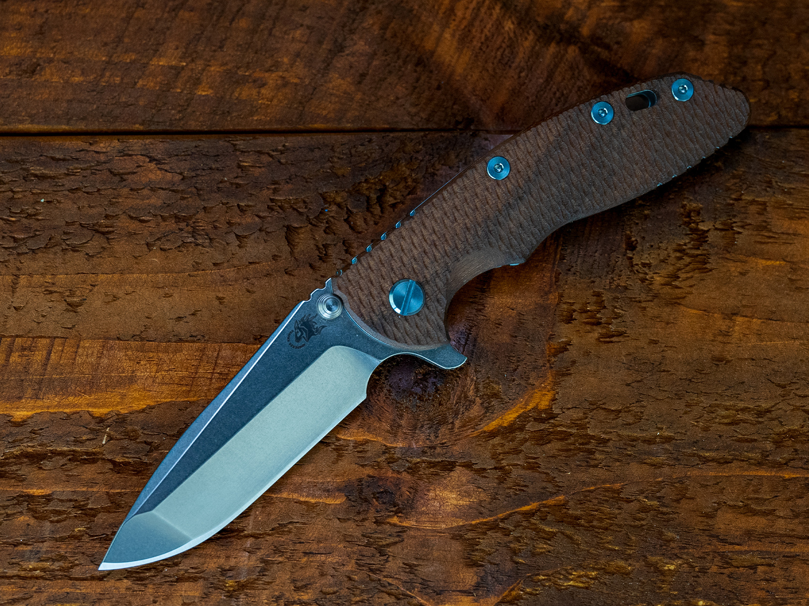 XM-18 3.5" Spanto-S45VN-Stonewash Light Blue-Walnut-Light Blue Ti Hardware XM-18 3.5" Spanto-S45VN-Stonewash Light Blue-Walnut-Light Blue Ti Hardware
