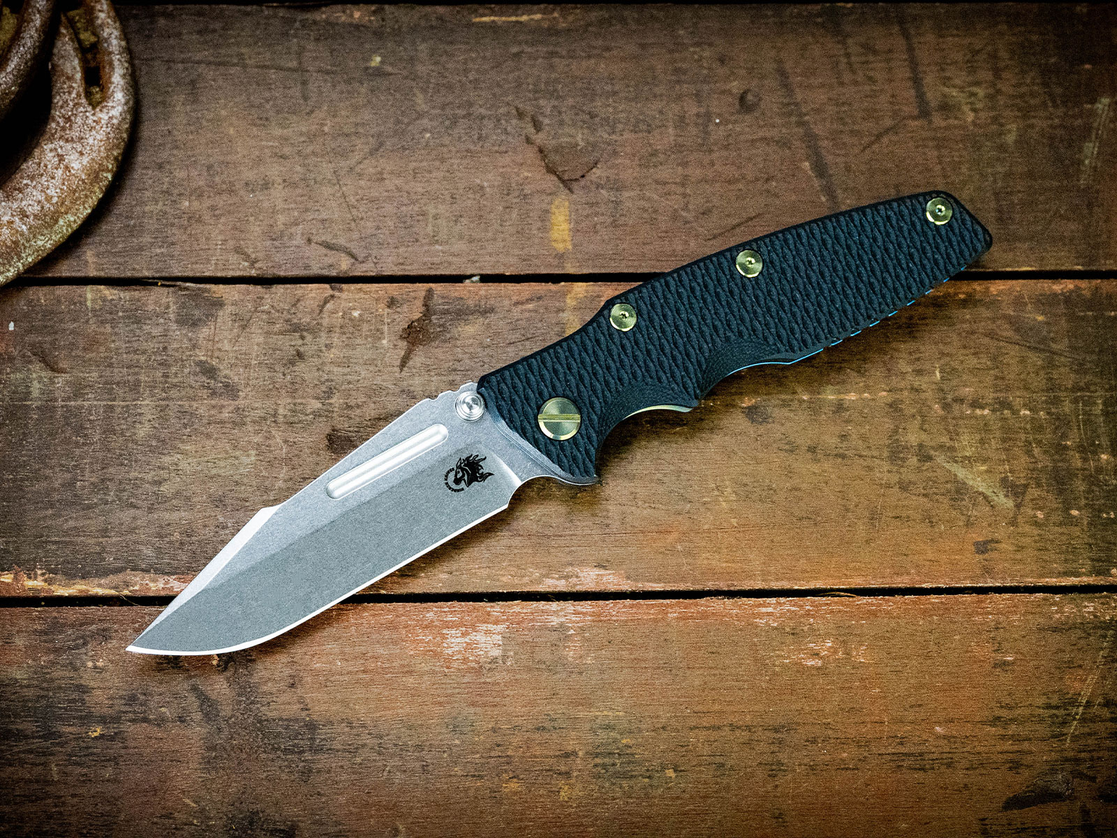 ExpProductCell_Eklipse 3.5" Skinny Fullered Harpoon Spanto Non Flipper-Magnacut-Stonewash Gold/Blue-Black G10-Ti hardware ExpProductCell_Eklipse 3.5" Skinny Fullered Harpoon Spanto Non Flipper-Magnacut-Stonewash Gold/Blue-Black G10-Ti hardware