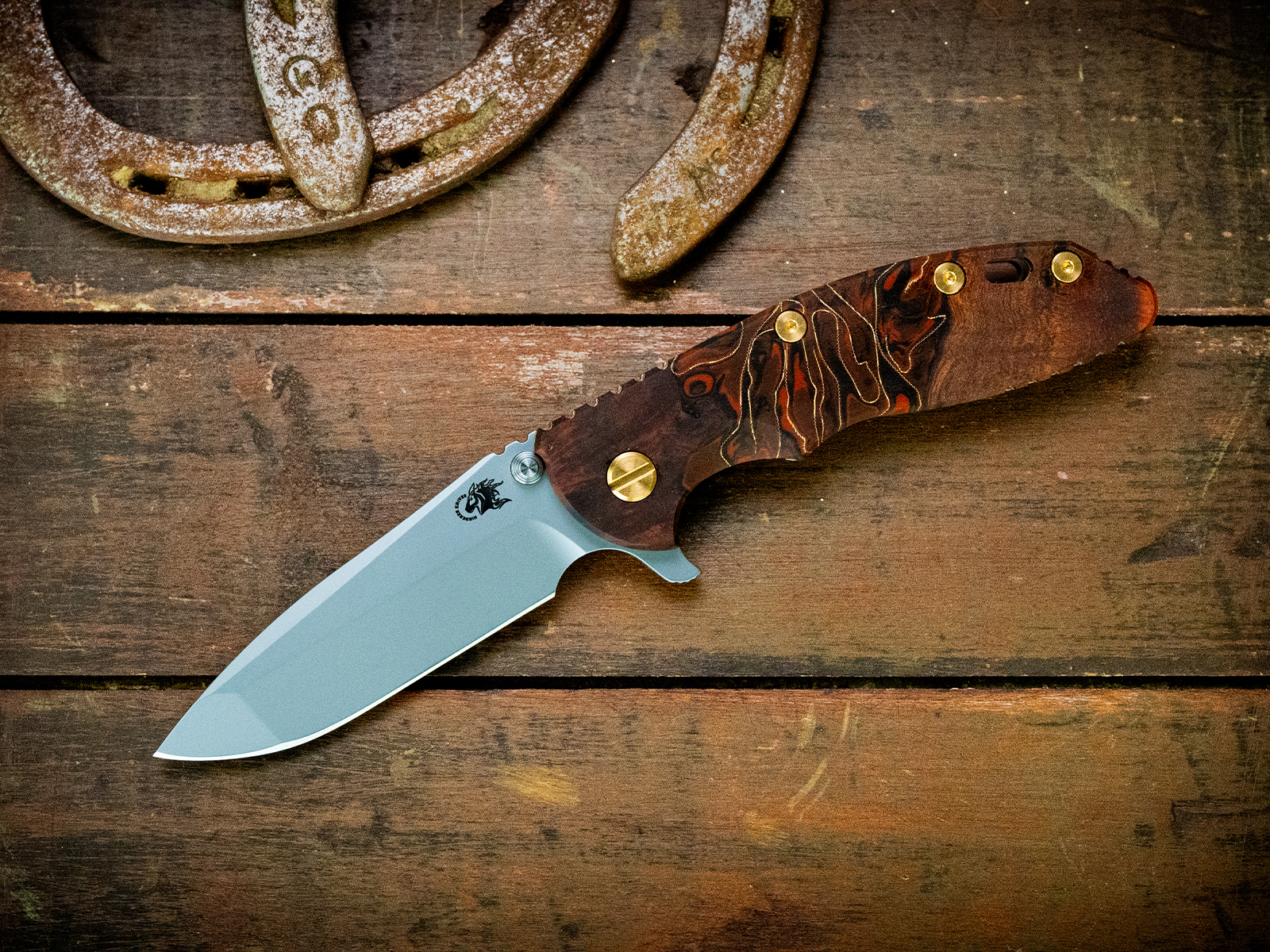 ExpProductCell_XM-18 3.5" Spanto-S45VN-Bead Blast Bronze-Wood/Resin-Brass/Orange Aluminum Hardware