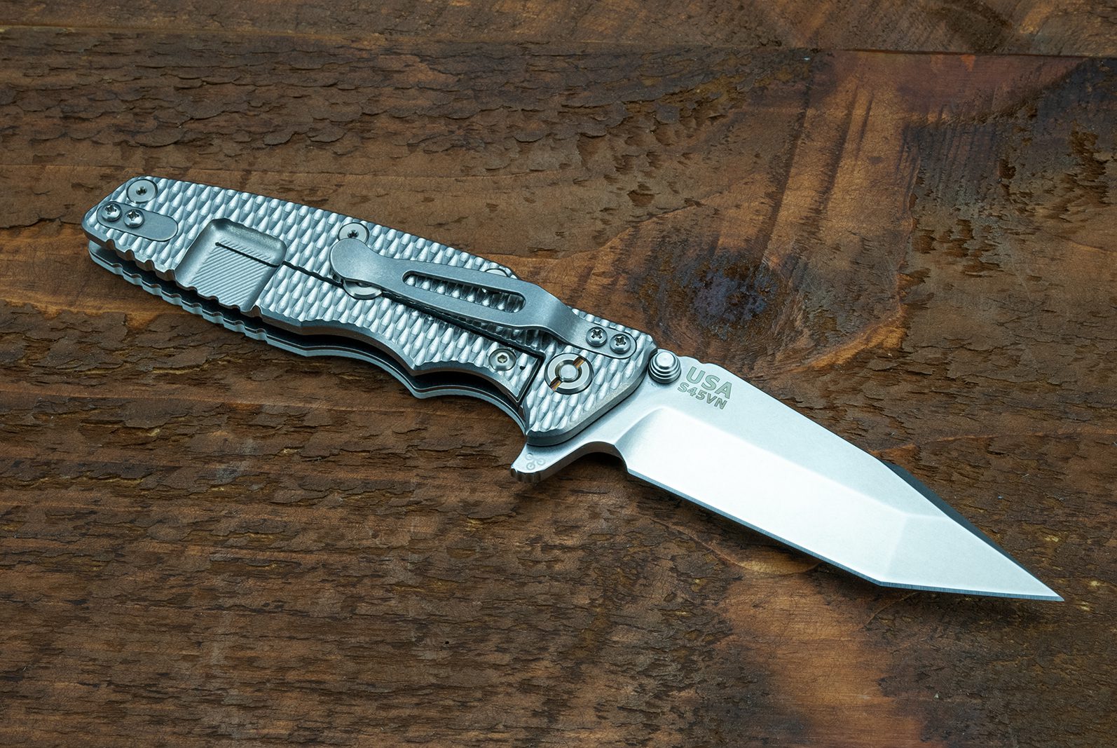 Eklipse-Harpoon Tanto-S45VN-Textured Stonewash Lockside-White G10-Stonewash Ti Hardware Eklipse-Harpoon Tanto-S45VN-Textured Stonewash Lockside-White G10-Stonewash Ti Hardware