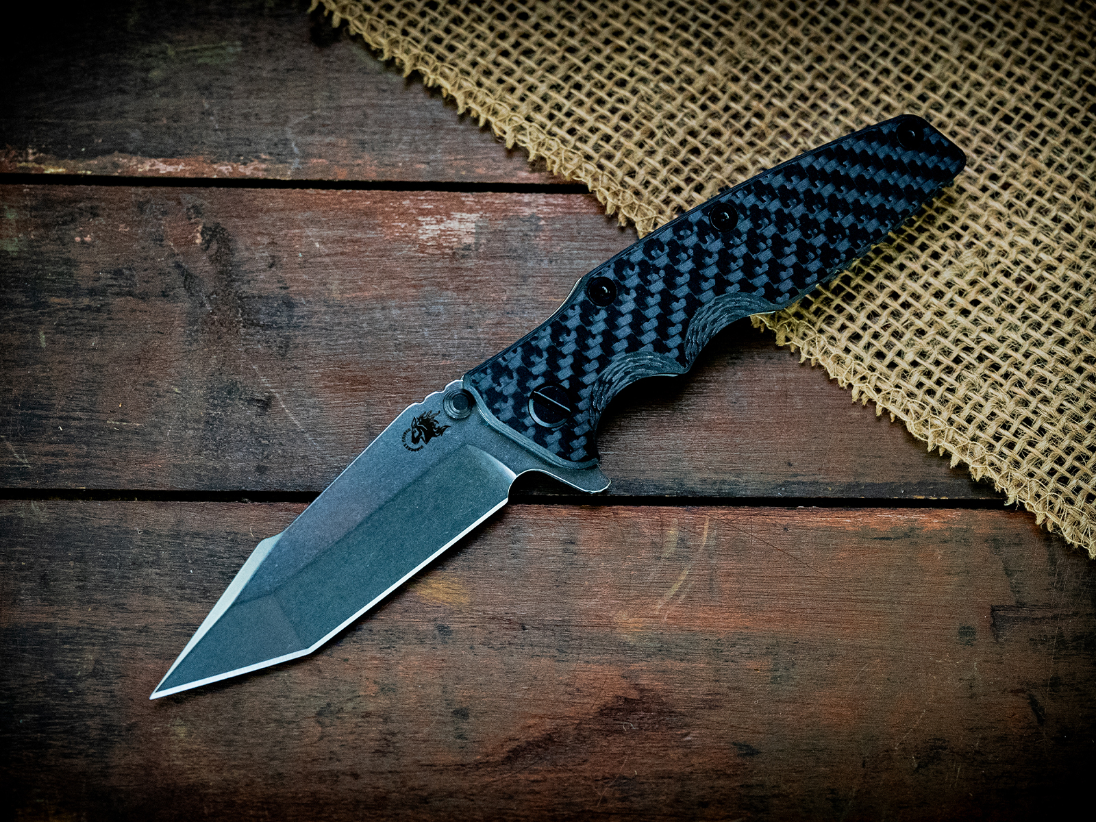 Eklipse-Harpoon Tanto-S45VN-Stonewash Blade-Bead Blast Green-Carbon Fiber-Black Nitride-Nuke Tab Eklipse-Harpoon Tanto-S45VN-Stonewash Blade-Bead Blast Green-Carbon Fiber-Black Nitride-Nuke Tab
