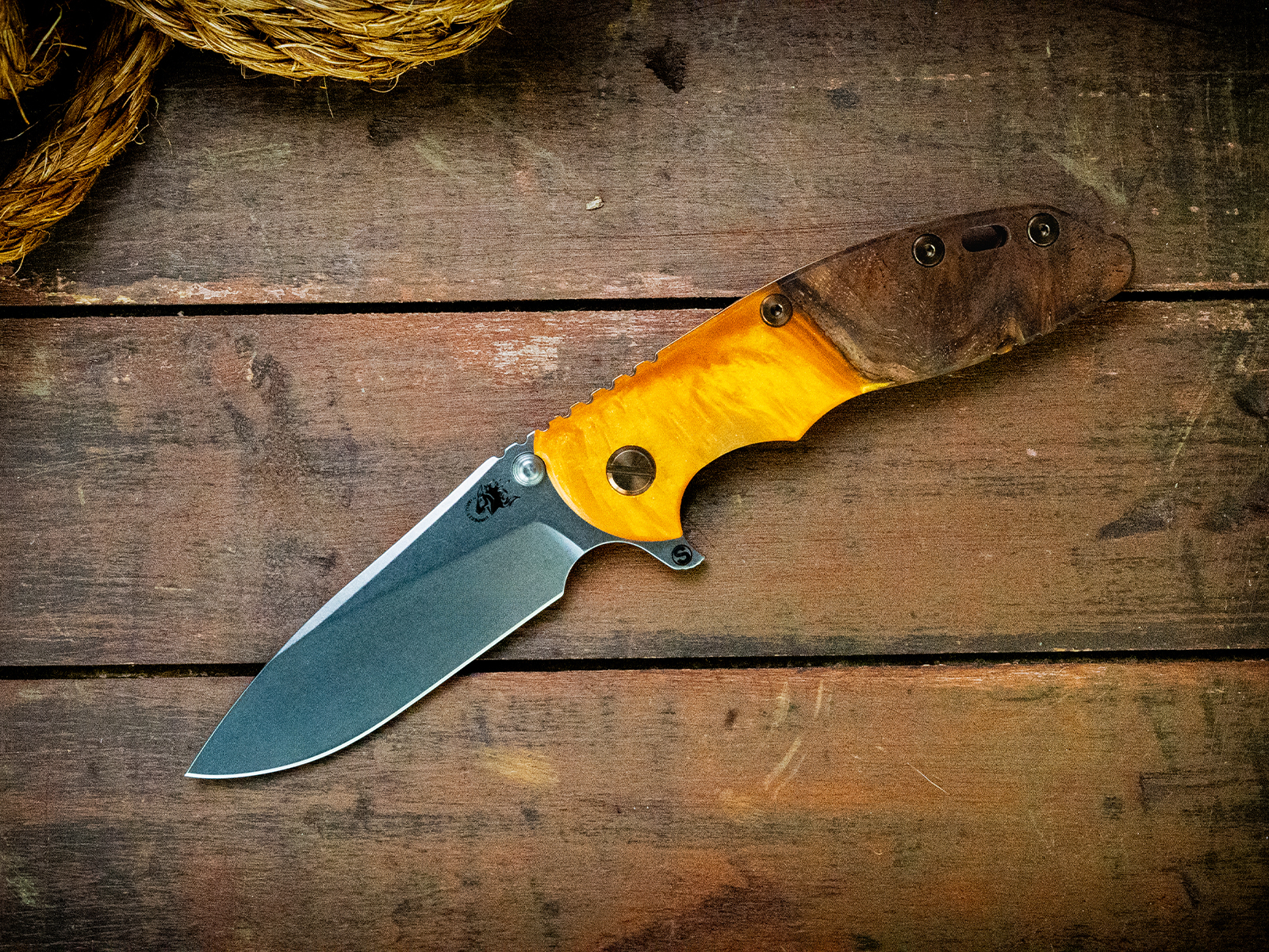 XM-18 3.5" Skinny Slicer-Flat Ground-Textured Stonewash Bronze-Wood/Resin-Bronze Ti Hardware XM-18 3.5" Skinny Slicer-Flat Ground-Textured Stonewash Bronze-Wood/Resin-Bronze Ti Hardware