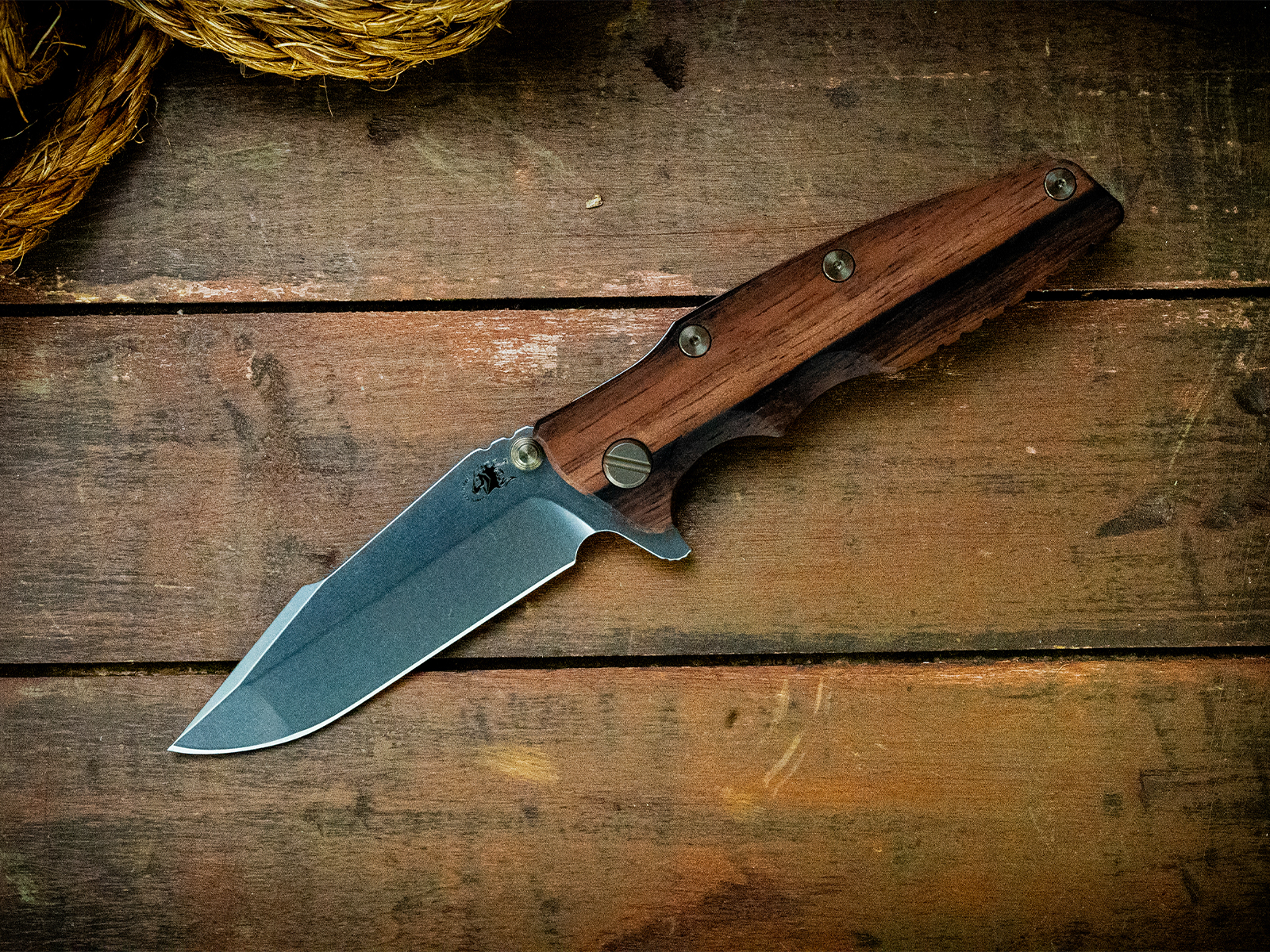 Eklipse-S45VN-Harpoon Spanto-Textured Light Blue-Macassar Ebony-Heated Stainless Steel Hardware Eklipse-S45VN-Harpoon Spanto-Textured Light Blue-Macassar Ebony-Heated Stainless Steel Hardware