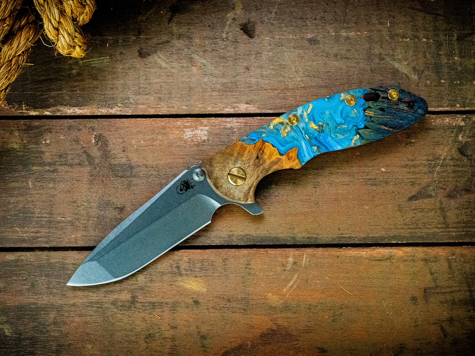 XM-18 3.5" Spanto-Textured Stonewash Blue-Wood/Resin-Brass Hardware XM-18 3.5" Spanto-Textured Stonewash Blue-Wood/Resin-Brass Hardware