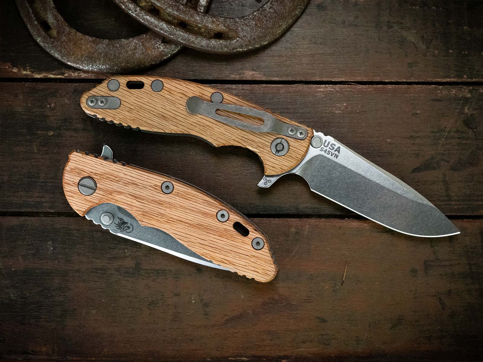 ExpProductCell_XM-18 3.5"-S45VN-Spearpoint Liner Lock-Working Finish-Stonewash Blade-Red Oak-Working Finish Ti Hardware ExpProductCell_XM-18 3.5"-S45VN-Spearpoint Liner Lock-Working Finish-Stonewash Blade-Red Oak-Working Finish Ti Hardware