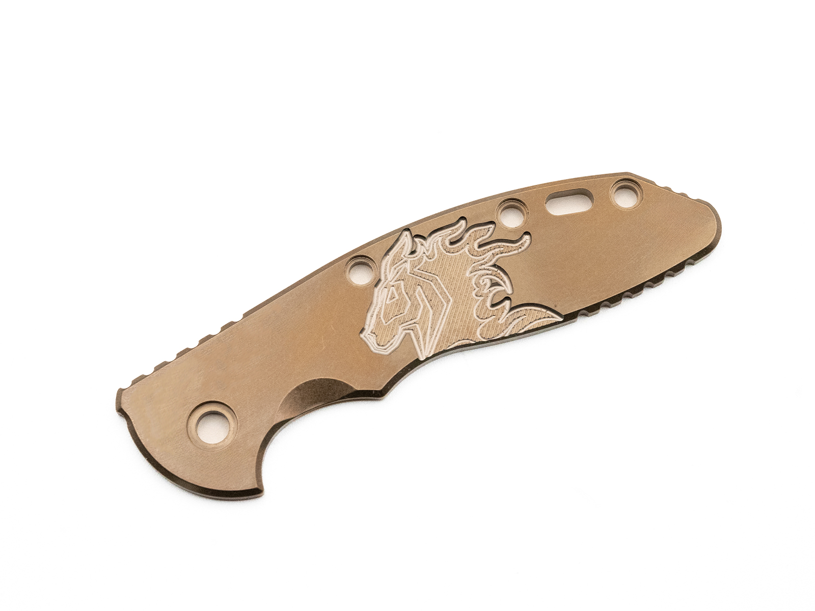 ExpProductCell_3.5" XM18-SKINNY-Titanium Scale-Milled Horse Head Logo-Smooth-Stonewash Bronze-Silver/Bronze