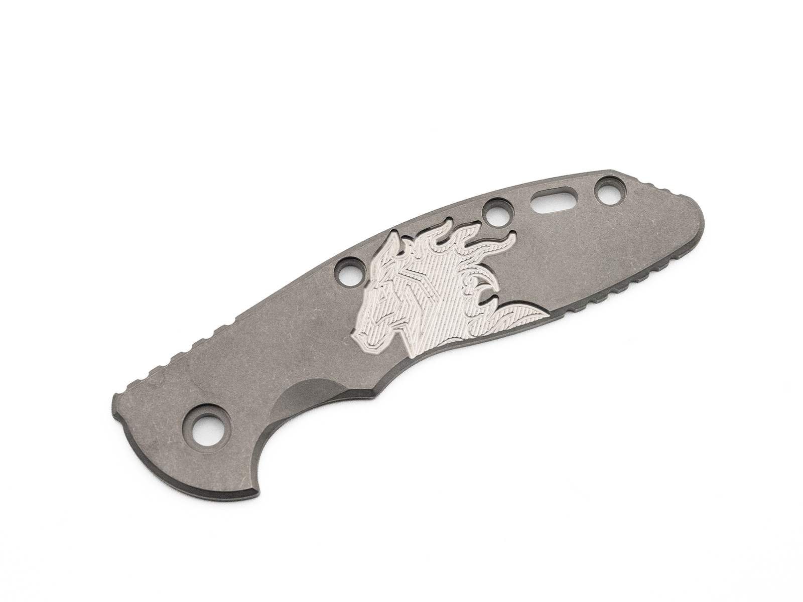 ExpProductCell_3.5" XM18-SKINNY-Titanium Scale-Milled Horse Head Logo-Smooth-Working Finish-Silver/Silver