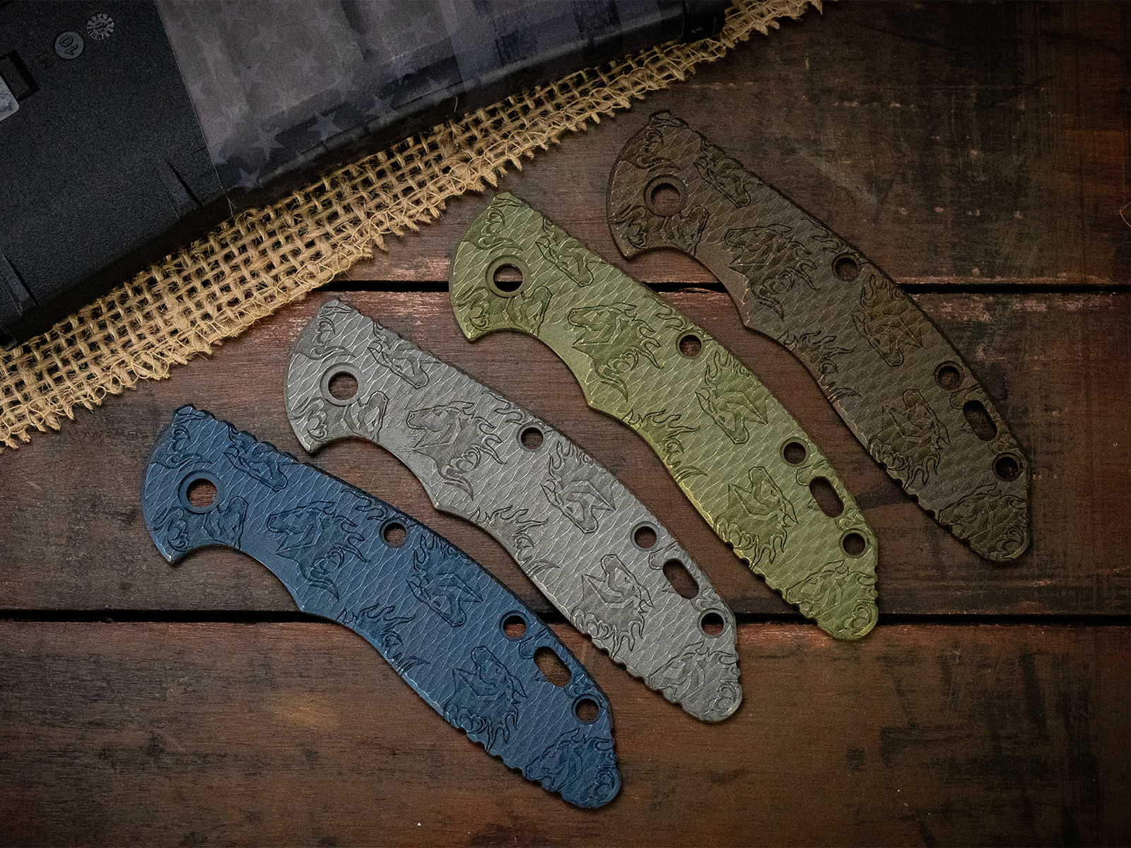 ExpProductCell_3.5" XM18-Skinny Titanium Scale-Textured-Chaos Horsehead Deep Laser-Working/Battle Finish