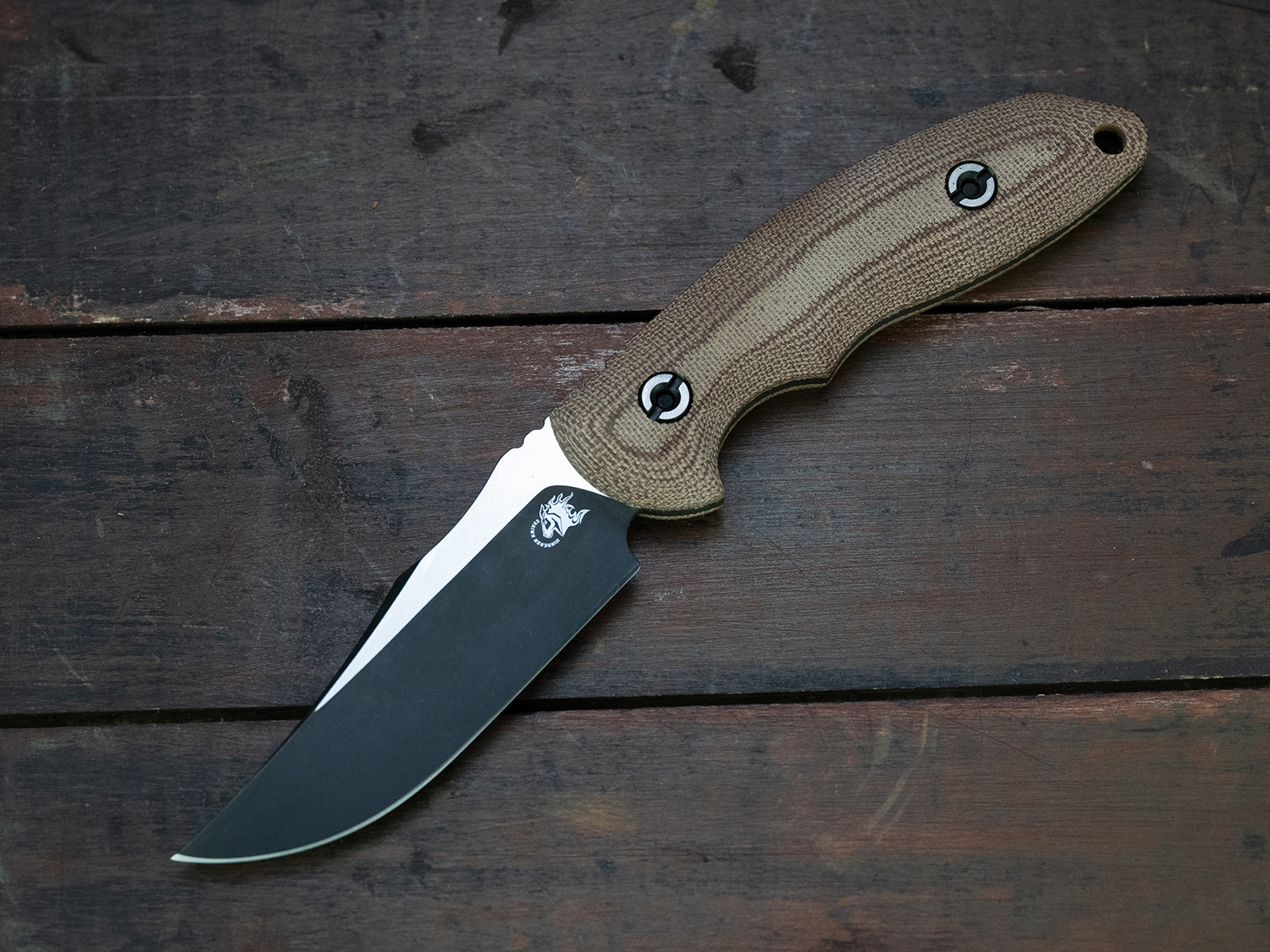 ExpProductCell_Rick Hinderer Reserve Line - Emmett - Two Tone - Natural Micarta - Polished Black Nitride Hardware