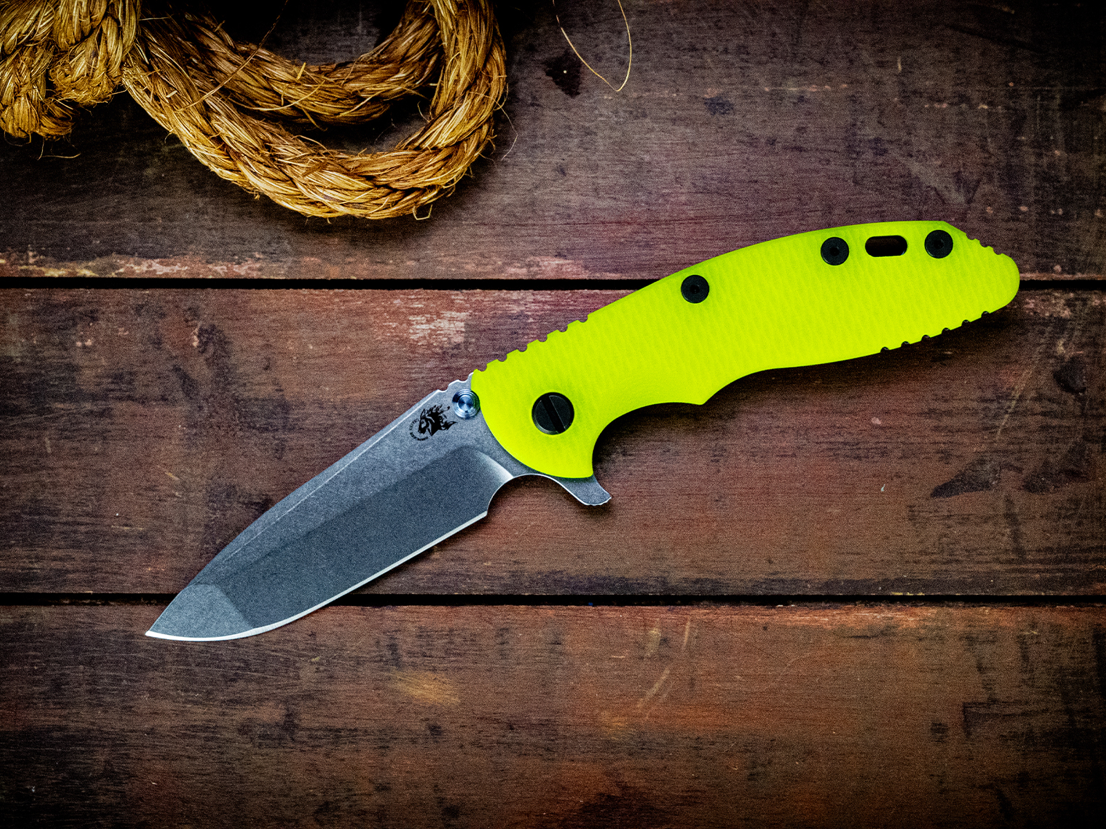 XM-18 3.5" Spanto-S45VN-Stonewash Blue/Purple-Chartreuse G10-Black Nitride Hardware/Holey Clip XM-18 3.5" Spanto-S45VN-Stonewash Blue/Purple-Chartreuse G10-Black Nitride Hardware/Holey Clip