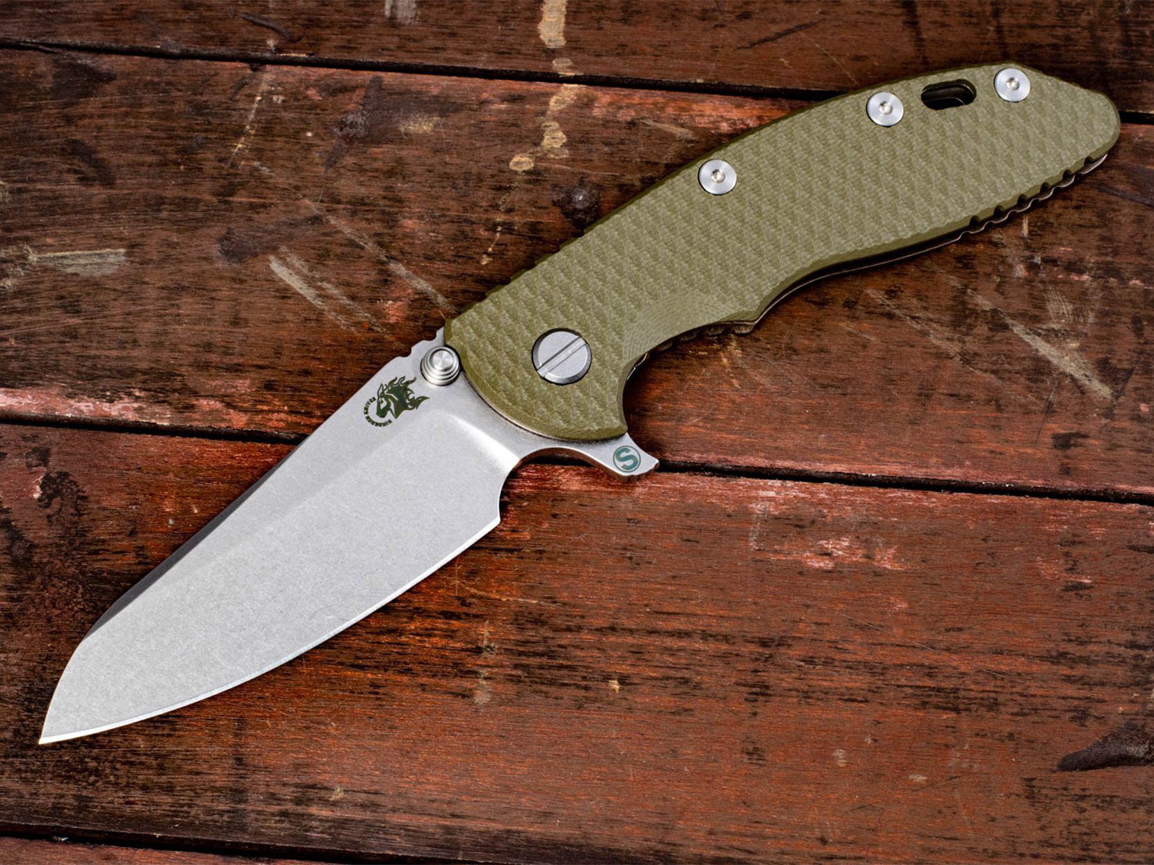 XM-18 3.5" Skinny Sheepsfoot-Stonewash Bronze-OD Green G10 XM-18 3.5" Skinny Sheepsfoot-Stonewash Bronze-OD Green G10