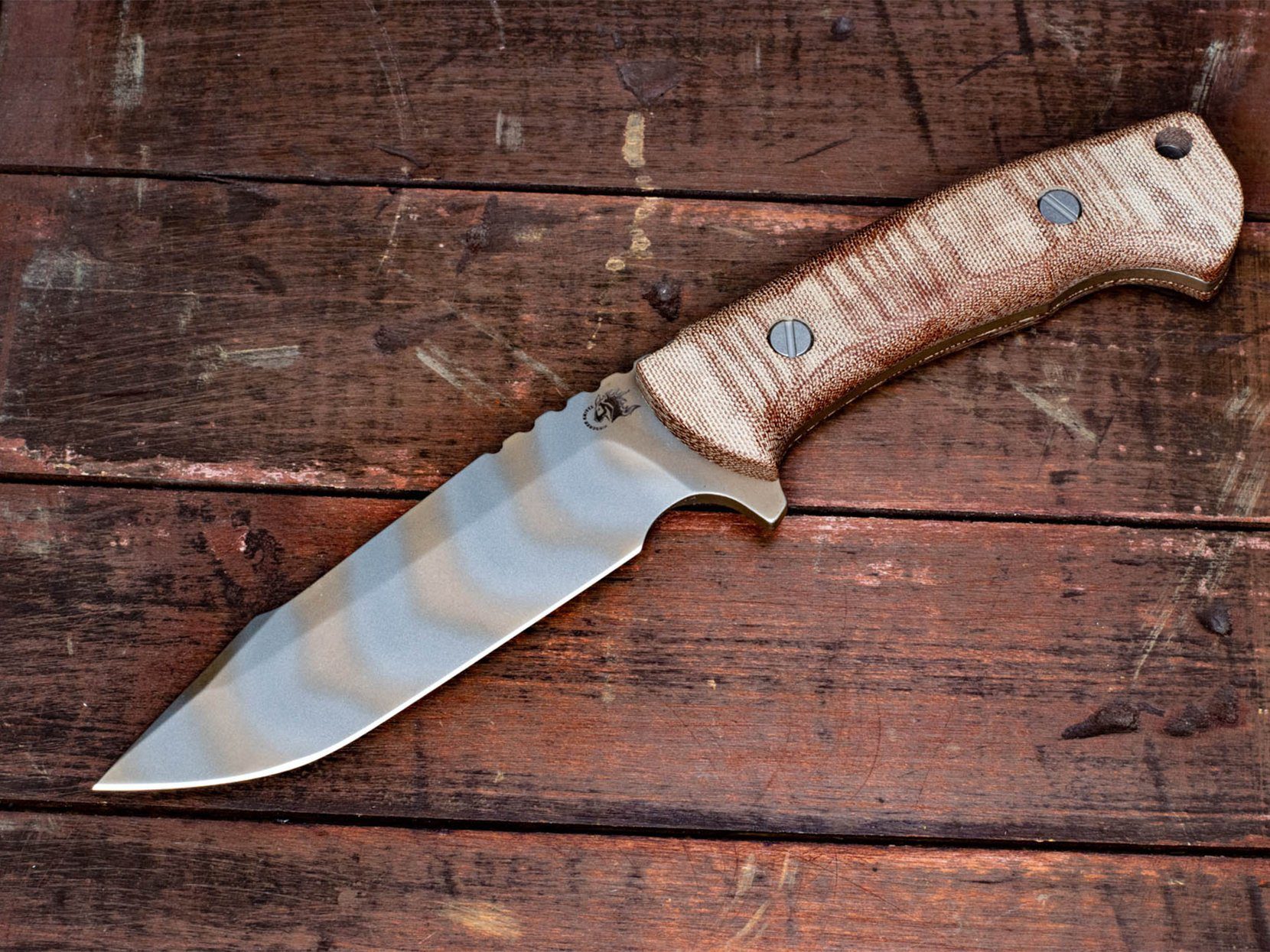 ExpProductCell_The Ranch Harpoon Spanto -FDE "Strider Striped"- Natural Micarta