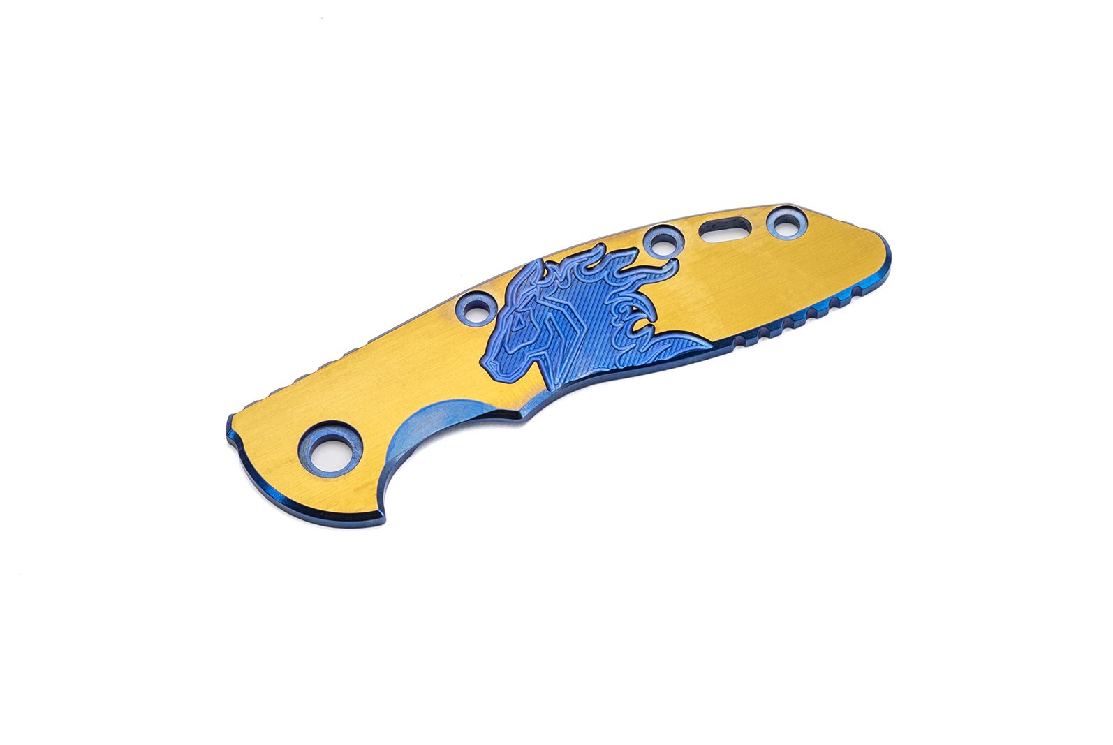 3.0" XM18 Titanium Scale-Engraved Blue Horse Logo-Smooth Satin Bronze 3.0" XM18 Titanium Scale-Engraved Blue Horse Logo-Smooth Satin Bronze