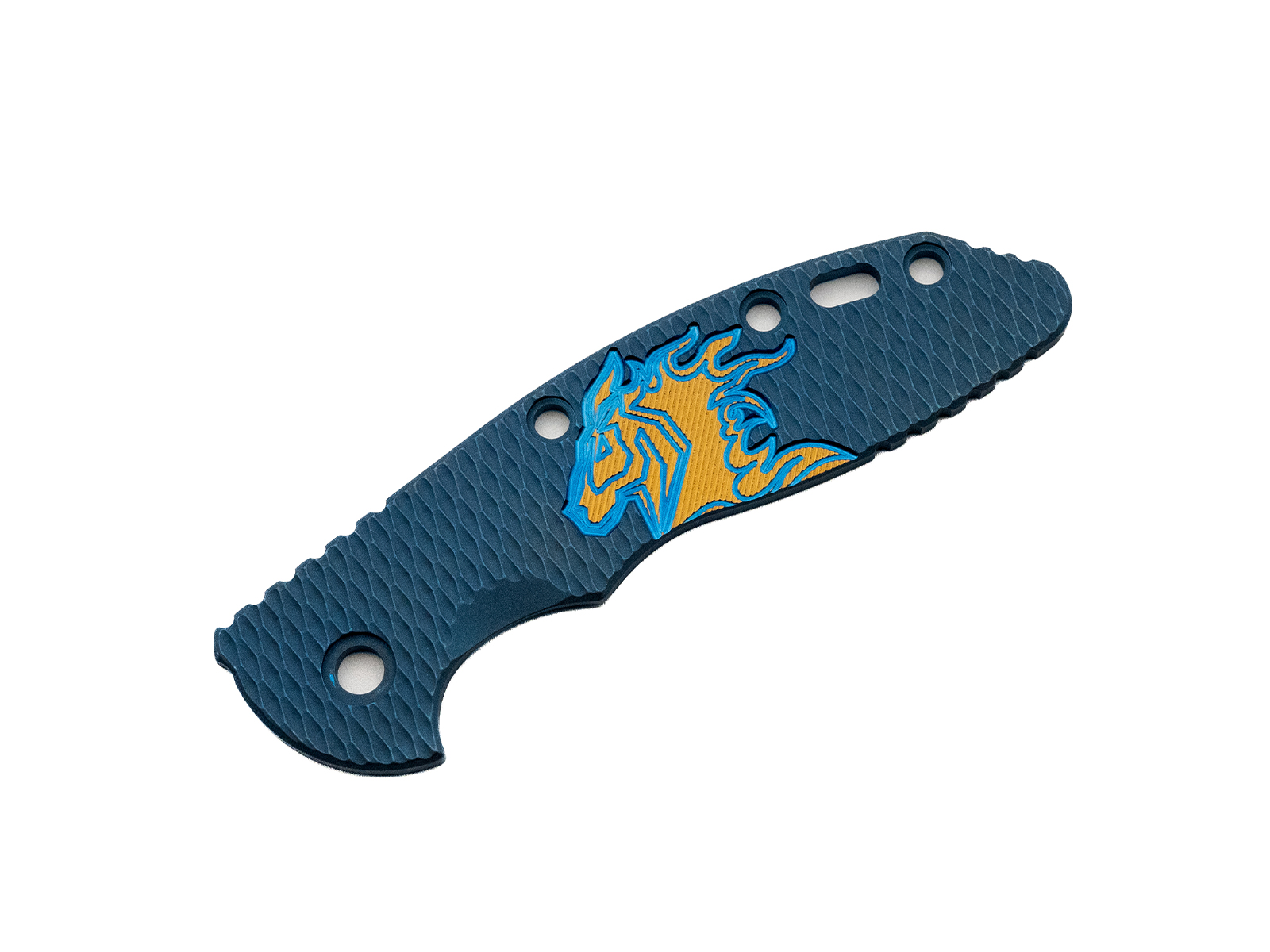 3.5" XM18 Titanium Scale-Milled Horse Head Logo-Textured-Battle Blue-Blue/Bronze