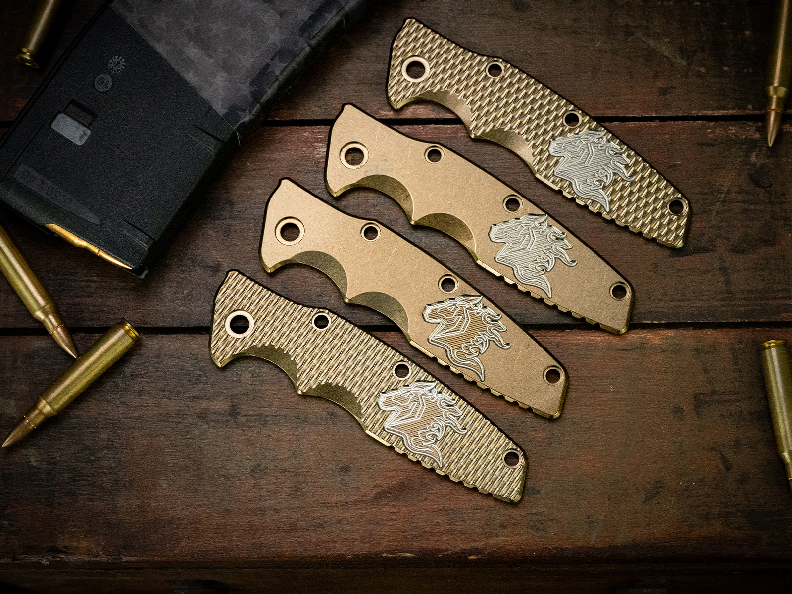 Eklipse 3.5"Titanium Scale-Milled Horse Head Logo-Stonewash Bronze Eklipse 3.5"Titanium Scale-Milled Horse Head Logo-Stonewash Bronze