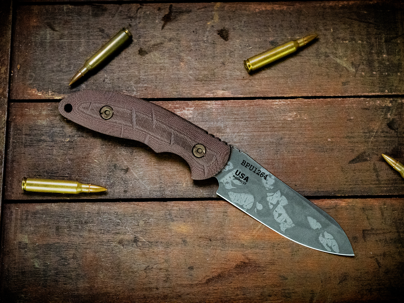 The Emmett-Magnacut-BPU1264-Burgandy Micarta The Emmett-Magnacut-BPU1264-Burgandy Micarta