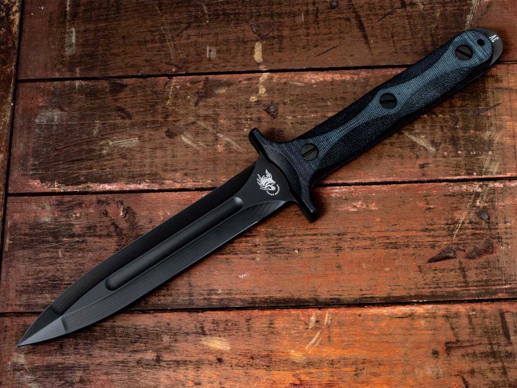 ExpProductCell_Rick Hinderer Knives "EK" Dagger-CPM 3V DLC Black-Black Micarta