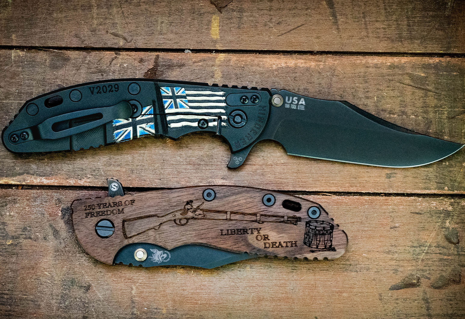 ExpProductCell_XM-24 Bowie Skinny-1095-Vintage Series DLC Working Finish Battle Worn Flags-Smooth Walnut