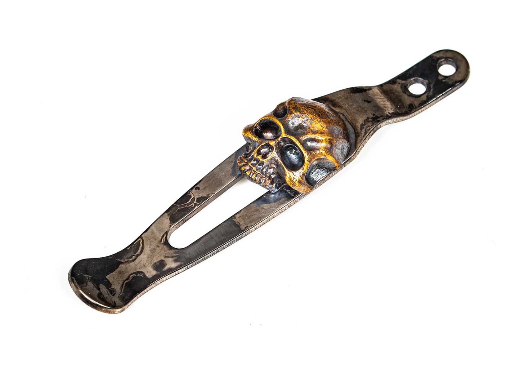 Hinderer Knives/Steel Flame Small Warrior Skull Clip-Bronze Hinderer Knives/Steel Flame Small Warrior Skull Clip-Bronze
