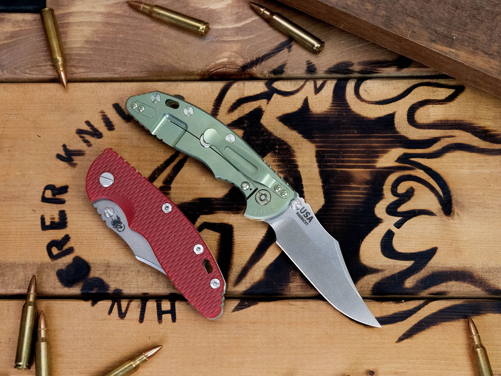 ExpProductCell_XM-18 3.5" Bowie-Non Flipper-Magnacut-Stonewash Blade-Bead Blast Green-G10