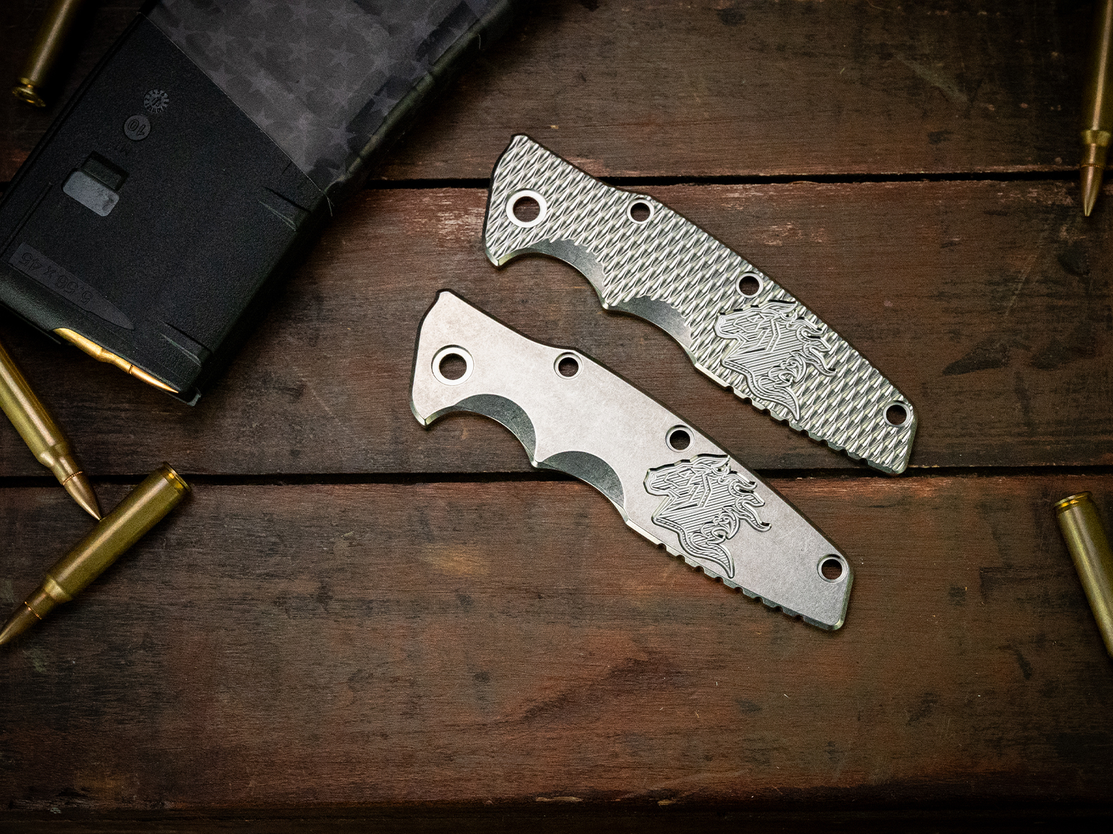 Eklipse 3.5"Titanium Scale-Milled Horse Head Logo-Stonewash Eklipse 3.5"Titanium Scale-Milled Horse Head Logo-Stonewash