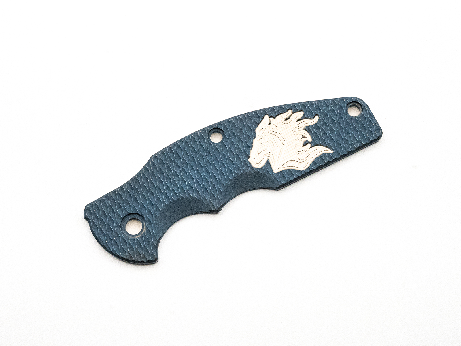 Jurassic Titanium Scale-Milled Horse Head Logo-Textured-Battle Blue-Silver Jurassic Titanium Scale-Milled Horse Head Logo-Textured-Battle Blue-Silver