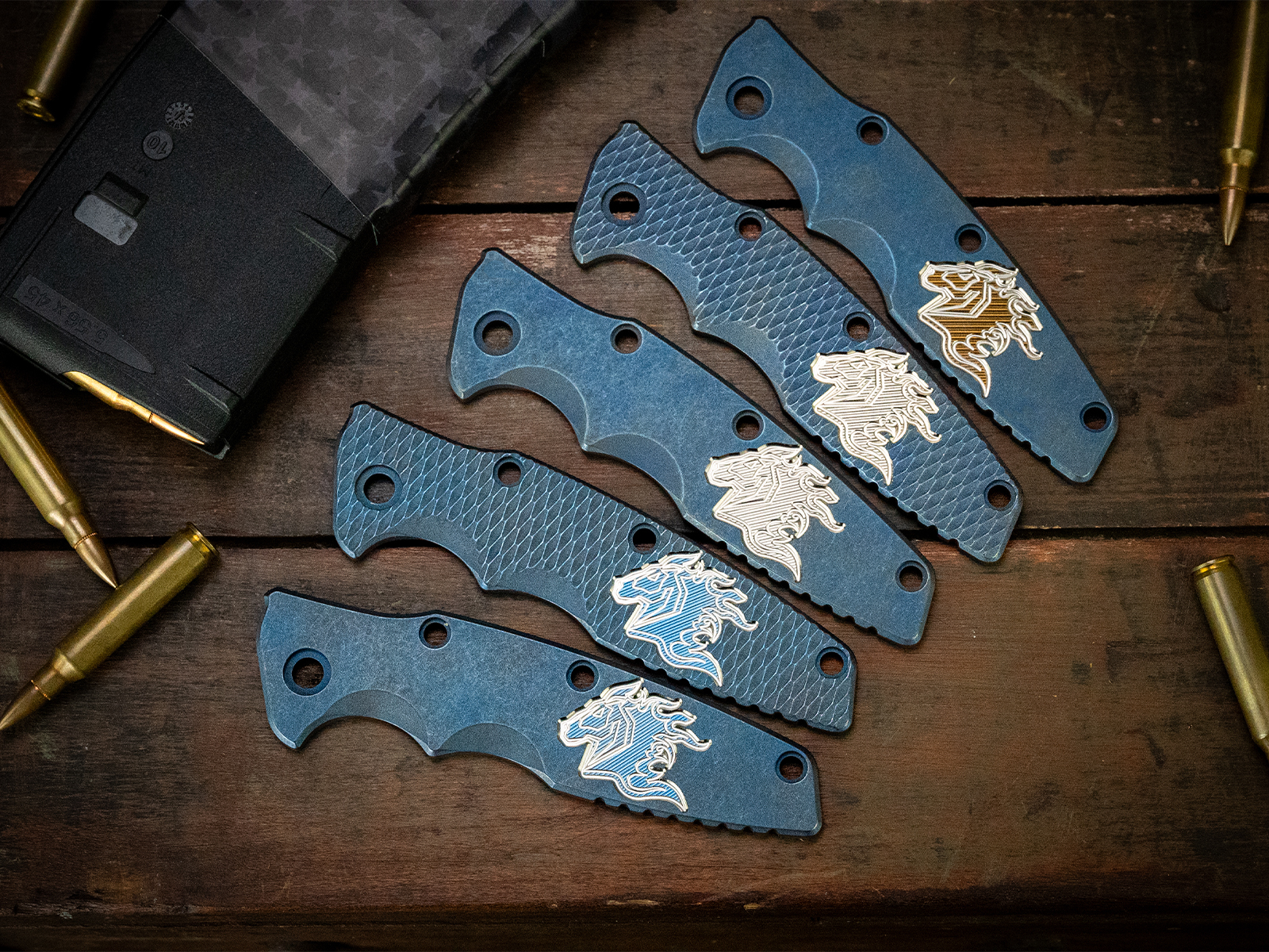 Eklipse 3.5"Titanium Scale-Milled Horse Head Logo-Battle Blue Eklipse 3.5"Titanium Scale-Milled Horse Head Logo-Battle Blue