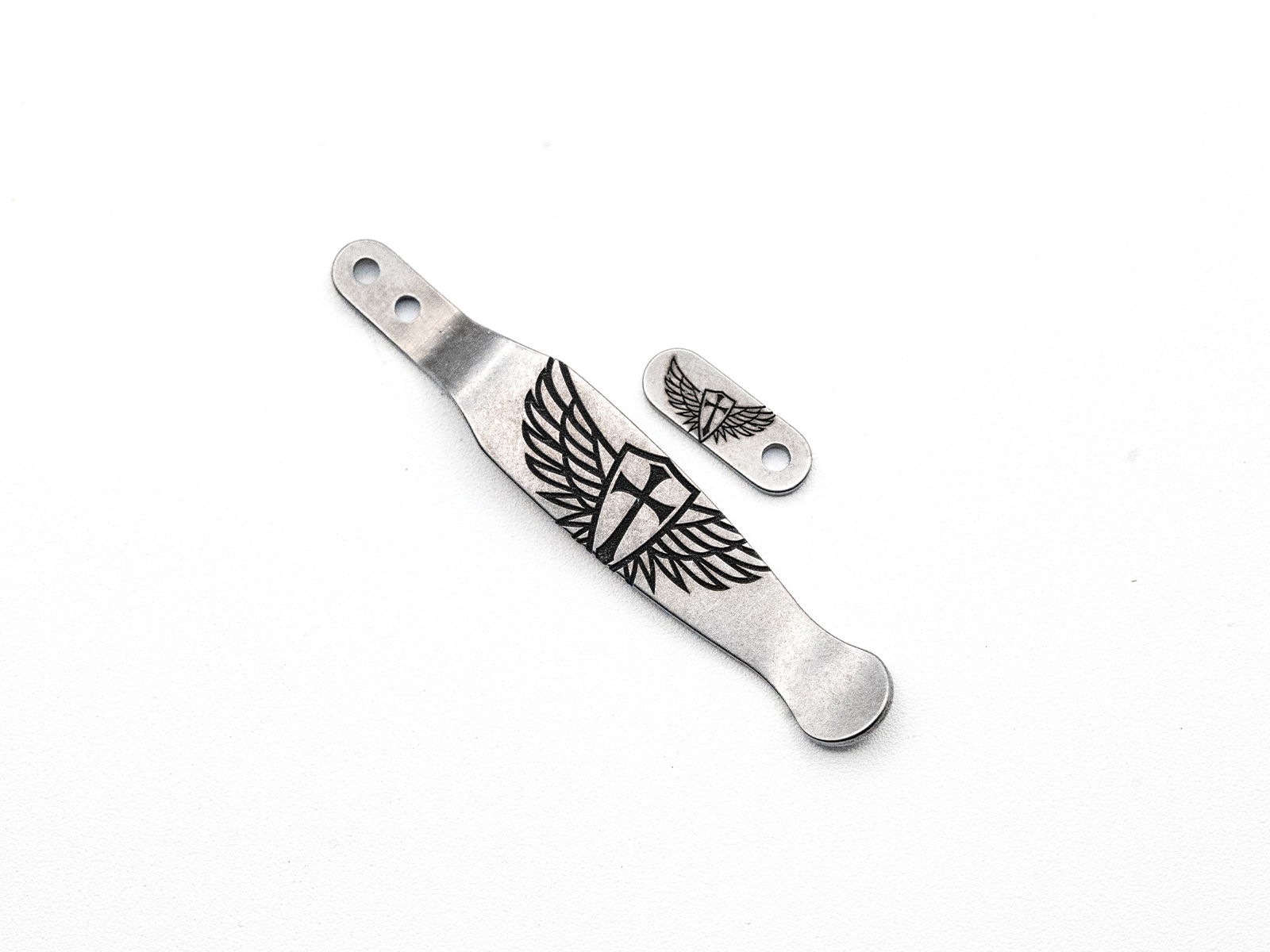 Steel Flame Winged Crusader-Deep Laser-Clip and Tab