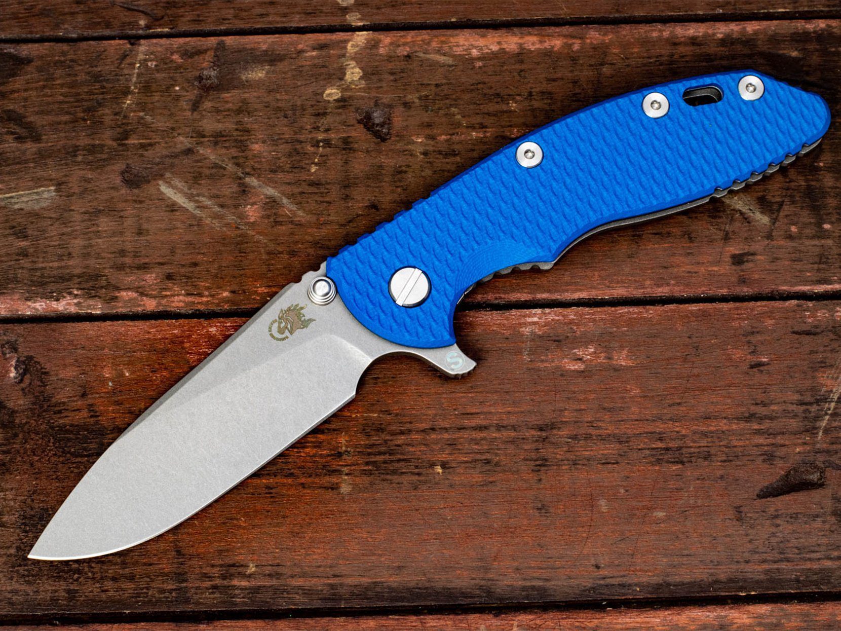 XM-18 3.5" Skinny Slicer-Flat Ground-Working Finish-Blue G10