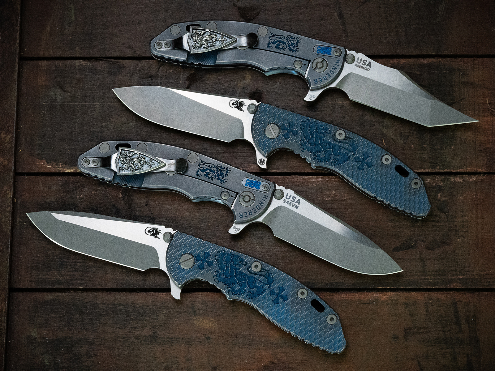 ExpProductCell_XM-18 3.5" - Steel Flame Rampant Lion - Full Ti - Engraved Backspacer