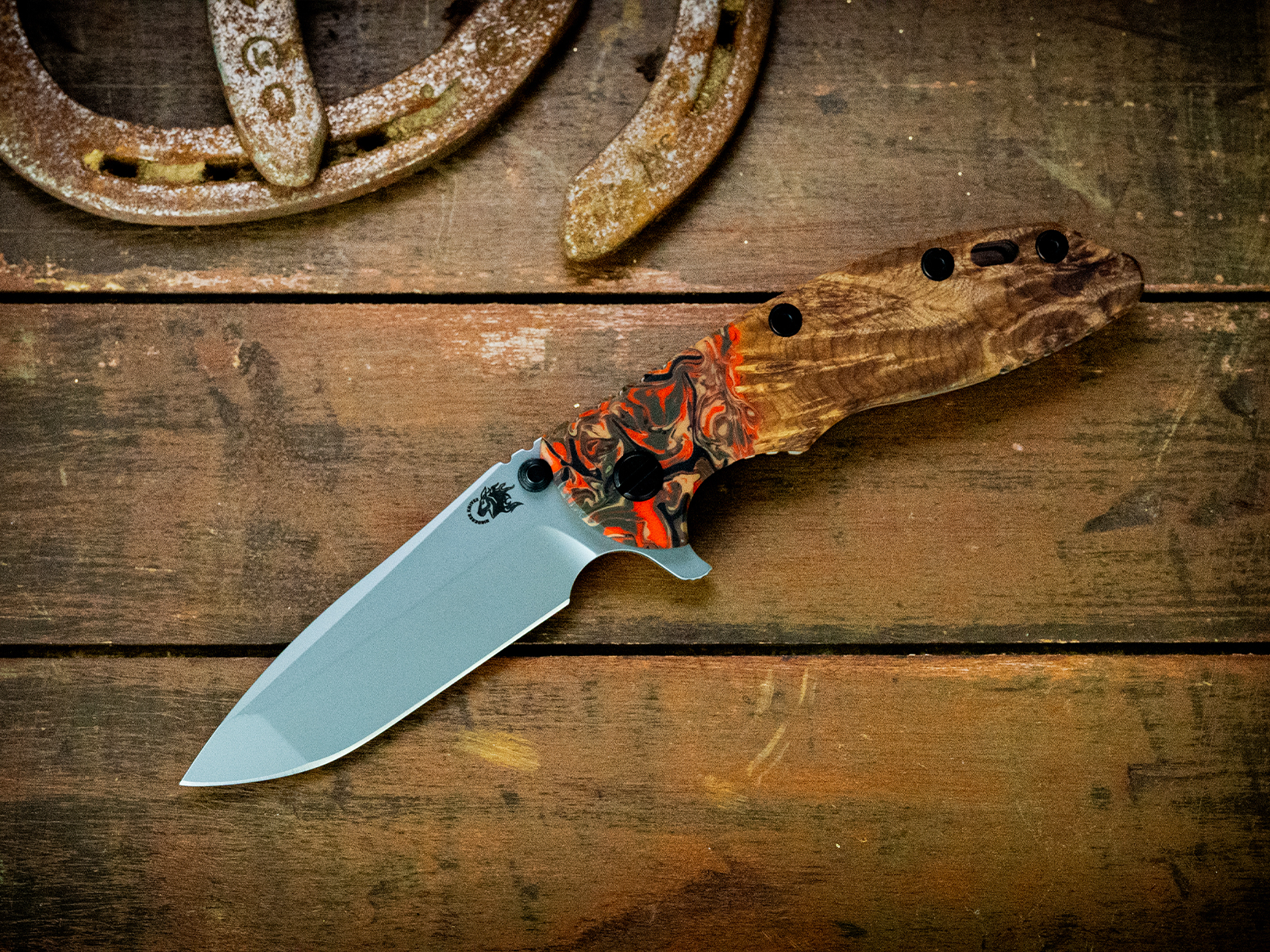 ExpProductCell_XM-18 3.5" Spanto-S45VN-Bead Blast-Wood/Resin-Black Nitride/Orange Standoffs