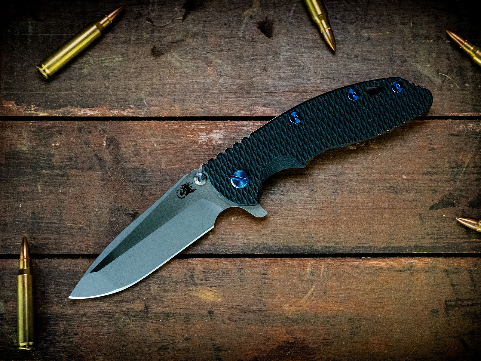 XM-18 3.5" Spanto-Two Tone-Working Finish-Black G10-Blue Ti Hardware XM-18 3.5" Spanto-Two Tone-Working Finish-Black G10-Blue Ti Hardware