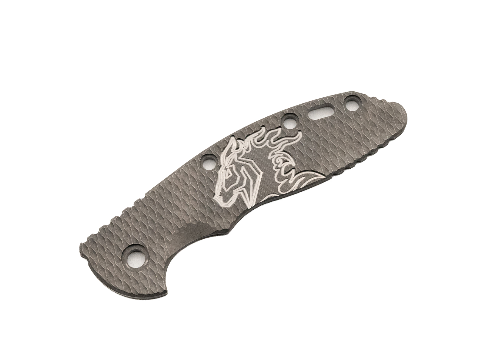 3.5" XM18 Titanium Scale-Milled Horse Head Logo-Textured-Working Finish-Silver/Working Finish 3.5" XM18 Titanium Scale-Milled Horse Head Logo-Textured-Working Finish-Silver/Working Finish