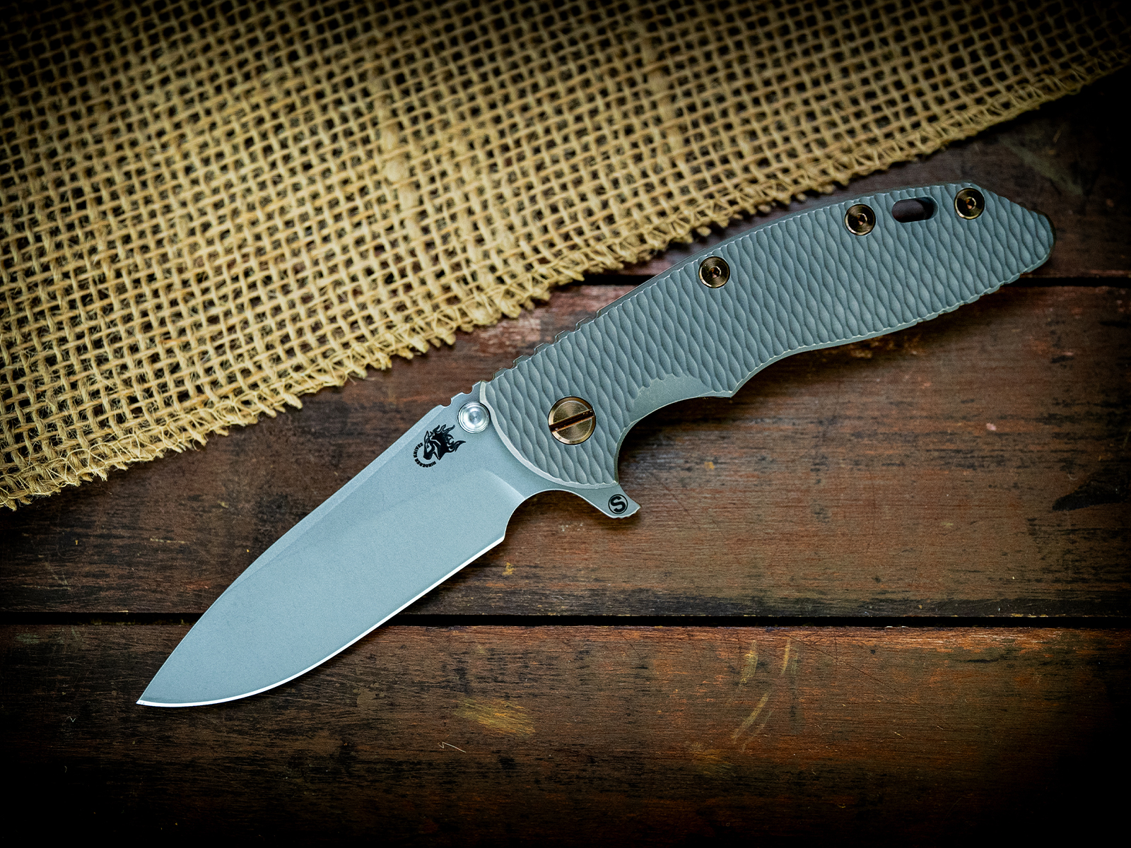 XM-18 3.5" Skinny Slicer-Flat Ground-Working Finish Full Textured Ti-Bronze Ti Hardware XM-18 3.5" Skinny Slicer-Flat Ground-Working Finish Full Textured Ti-Bronze Ti Hardware