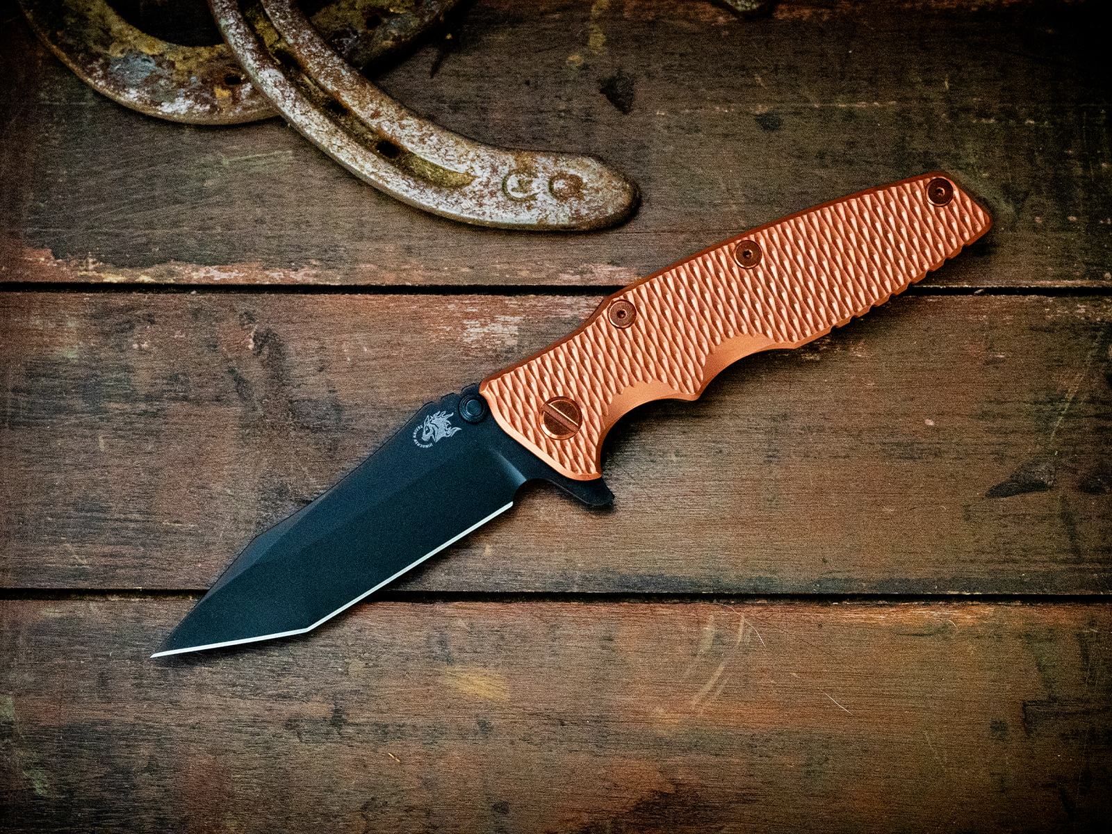 ExpProductCell_Eklipse-S45VN-Harpoon Tanto-Textured Matte Black-Copper Scale-Copper Hardware