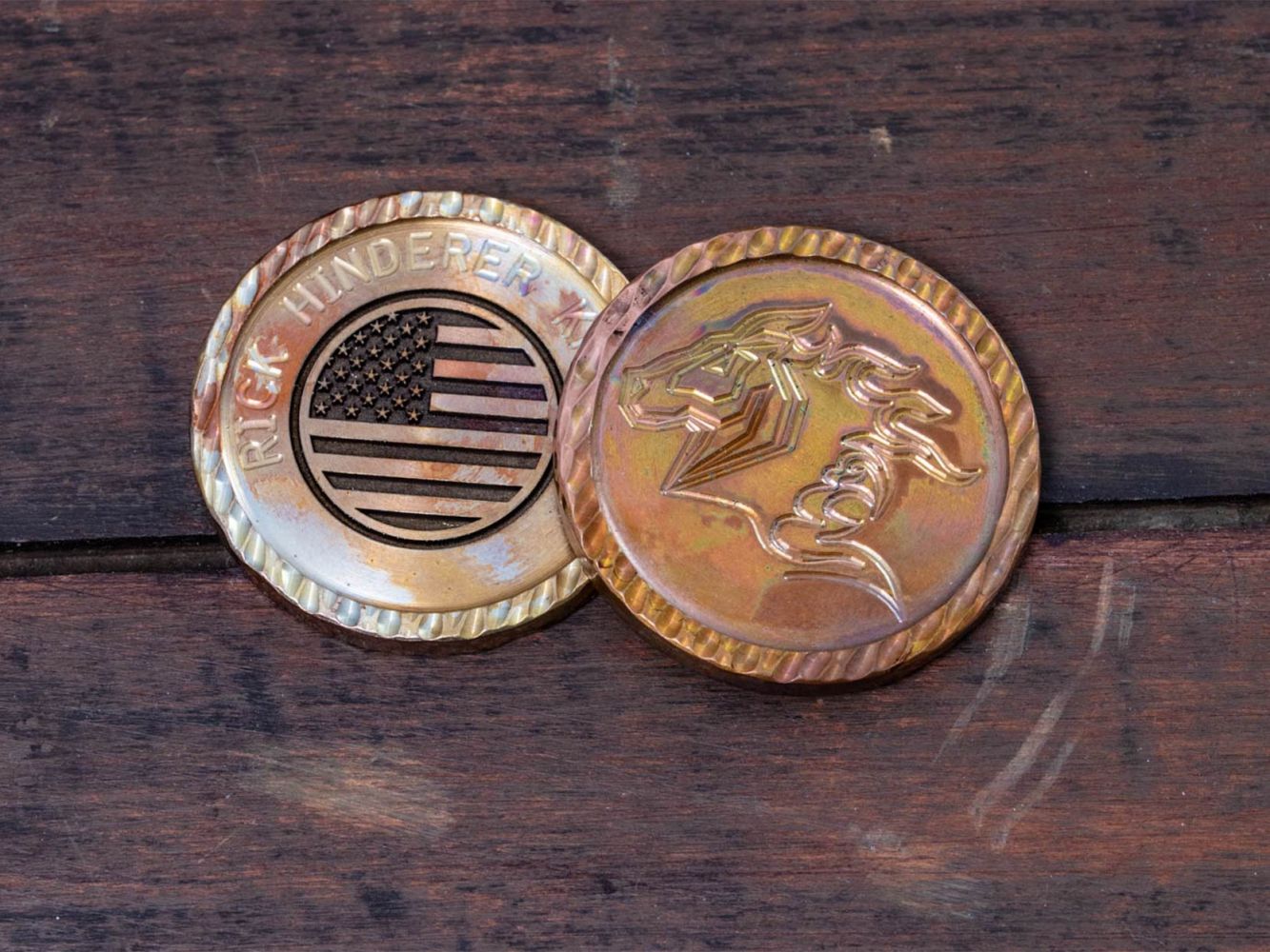 American Flag Vintage Copper Challenge Coin American Flag Vintage Copper Challenge Coin