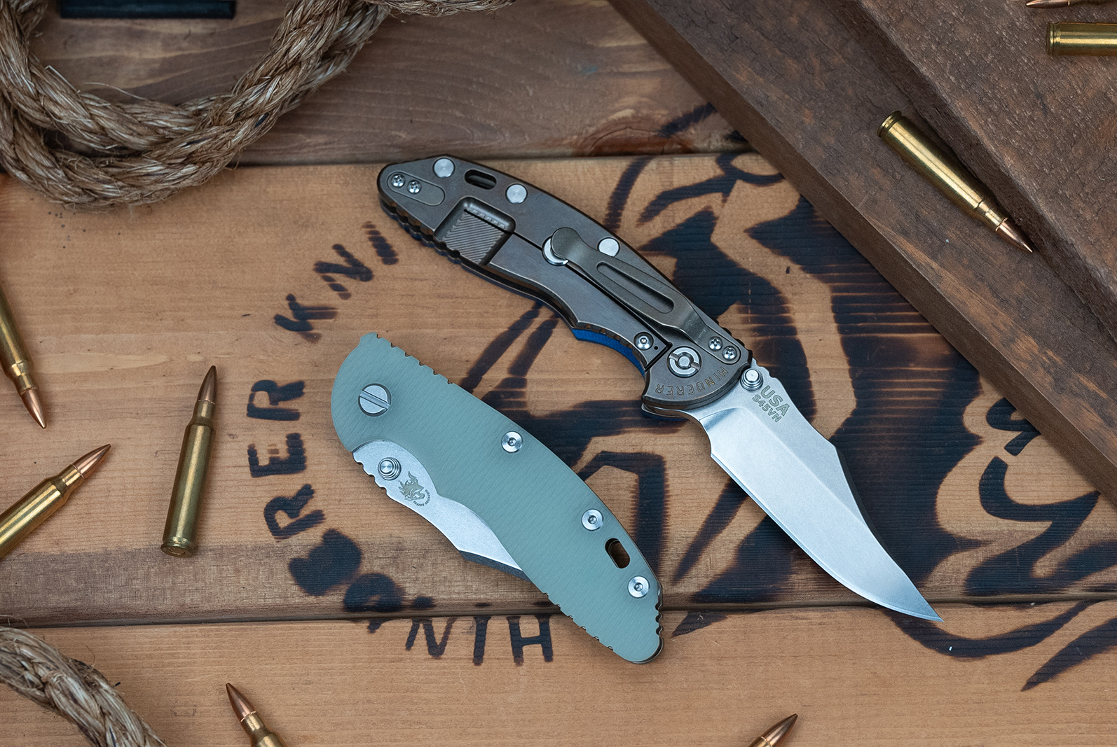 XM-18 3.5"-Non Flipper-Bowie-Stonewash Bronze-G10 XM-18 3.5"-Non Flipper-Bowie-Stonewash Bronze-G10