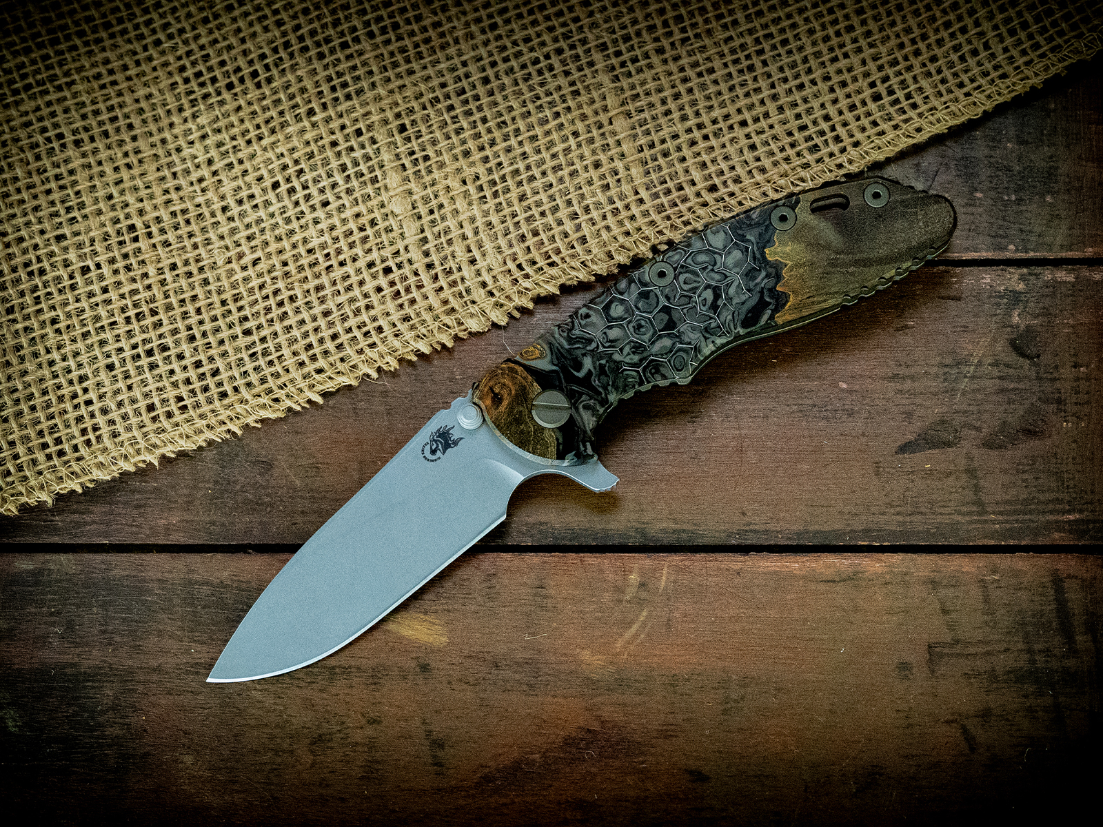 XM-18 3.5" Slicer-Flat Ground-S45VN-Honeycomb Fade-Full Working Finish