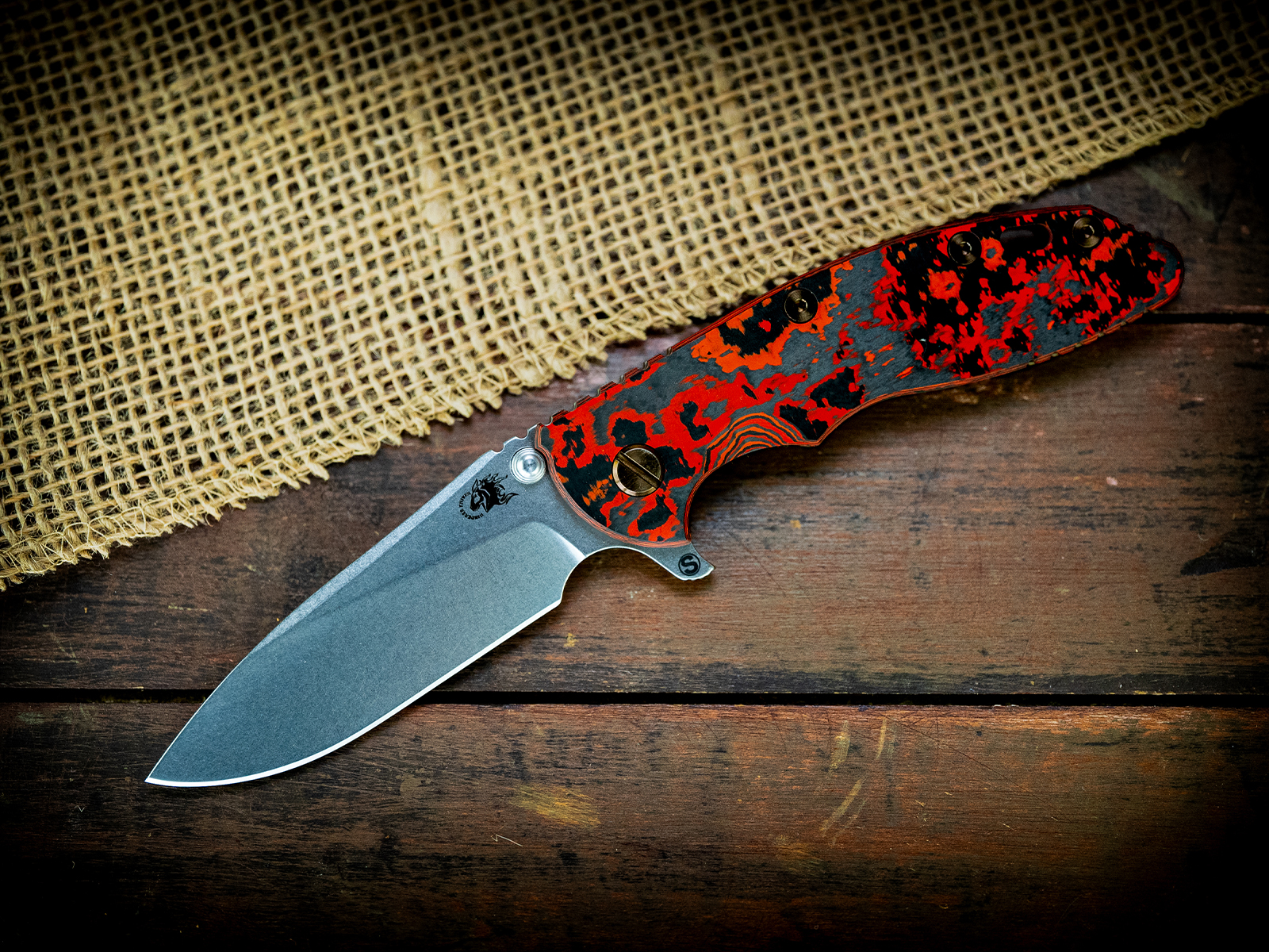 XM-18 3.5" Skinny Slicer-Flat Ground-Stonewash Bronze-Lava Flow FCF-Bronze Ti Hardware XM-18 3.5" Skinny Slicer-Flat Ground-Stonewash Bronze-Lava Flow FCF-Bronze Ti Hardware