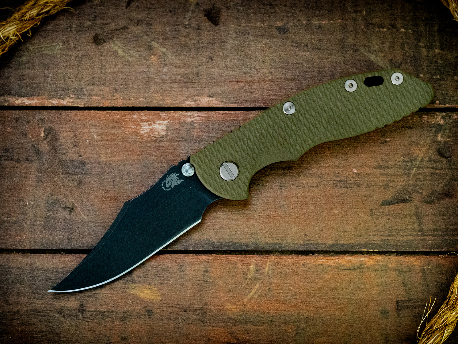 XM-18 3.5"-Non Flipper-Bowie-Battle Black-OD Green G10 XM-18 3.5"-Non Flipper-Bowie-Battle Black-OD Green G10