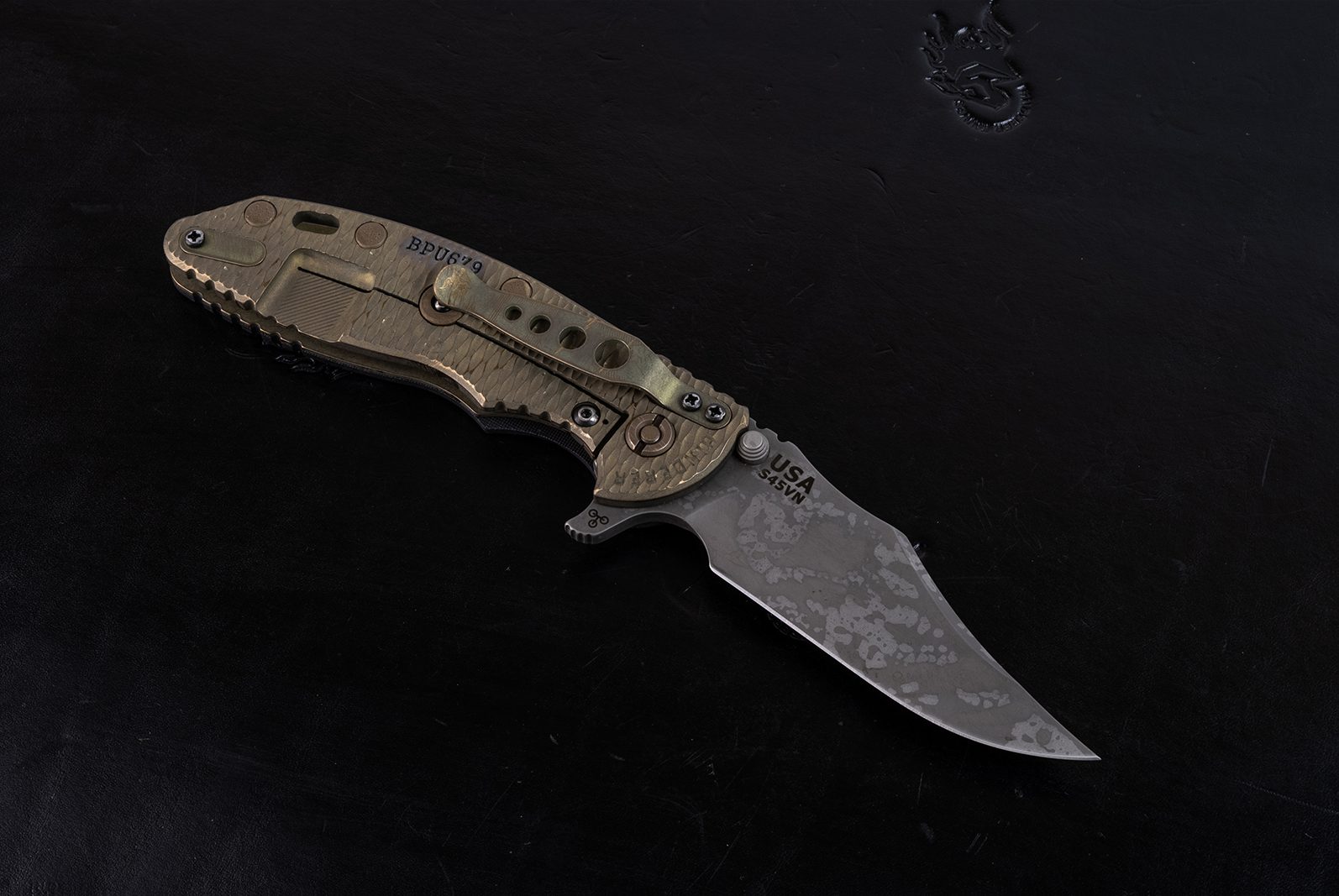 XM-18 3.5" Bowie-S45VN-Battle Field Pickup-Textured Lockside-BPU679-Black G10