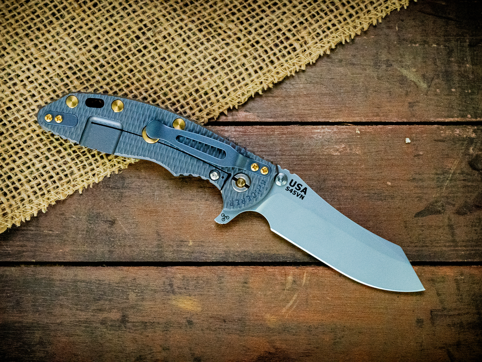 XM-18 3.5"-S45VN-Skinner-Bead Blast Blue-Grey/Black G10-Brass Hardware XM-18 3.5"-S45VN-Skinner-Bead Blast Blue-Grey/Black G10-Brass Hardware